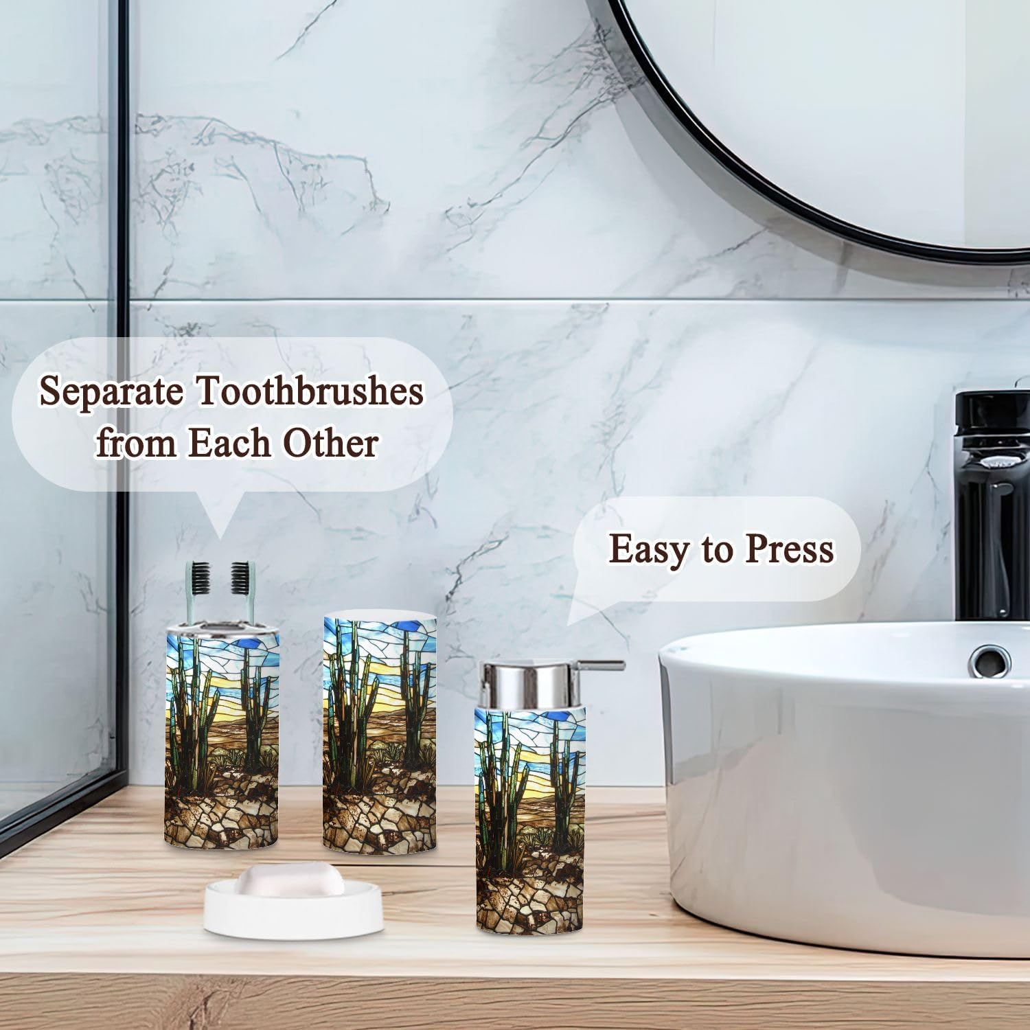 6-Piece High Noon Desert Stained Glass Bathroom Set