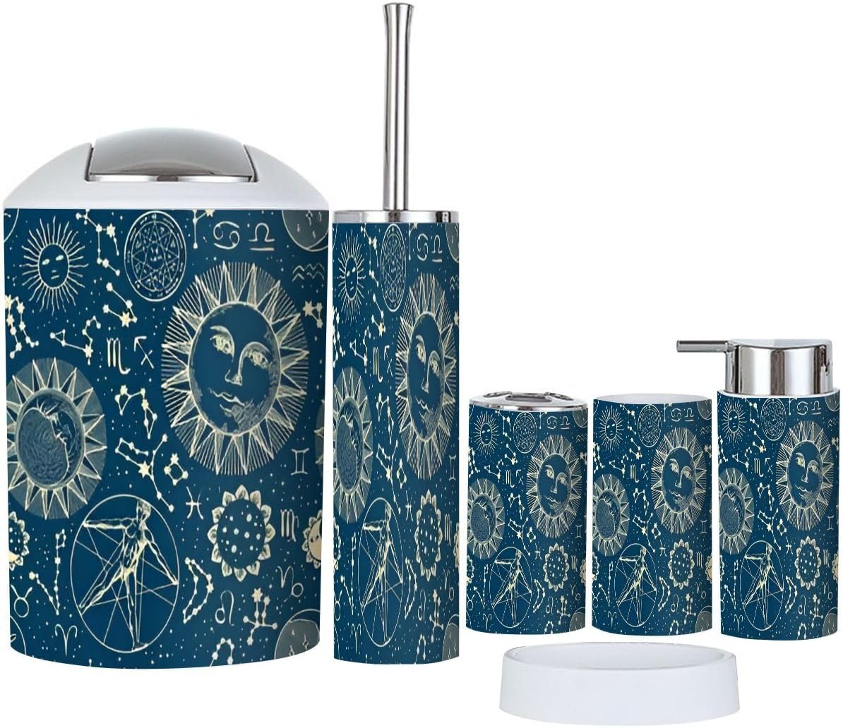 Bathroom Accessories Set 6 Pcs Zodiac Signs Decor