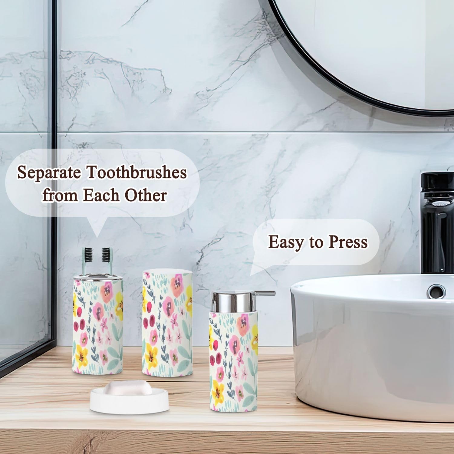 6 Piece Boho Bathroom Accessories Set 1