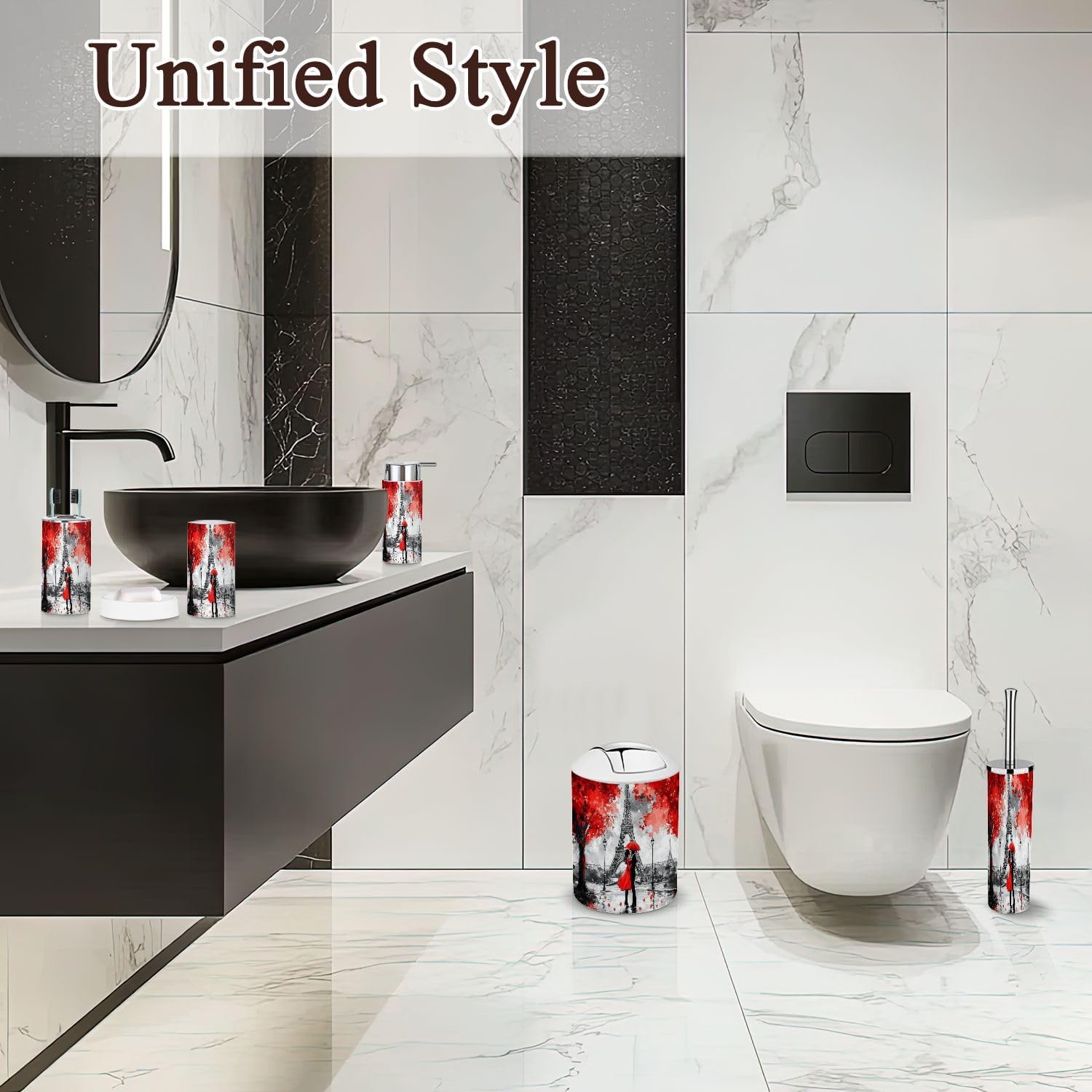 6 Piece Modern Bathroom Accessories Set 1