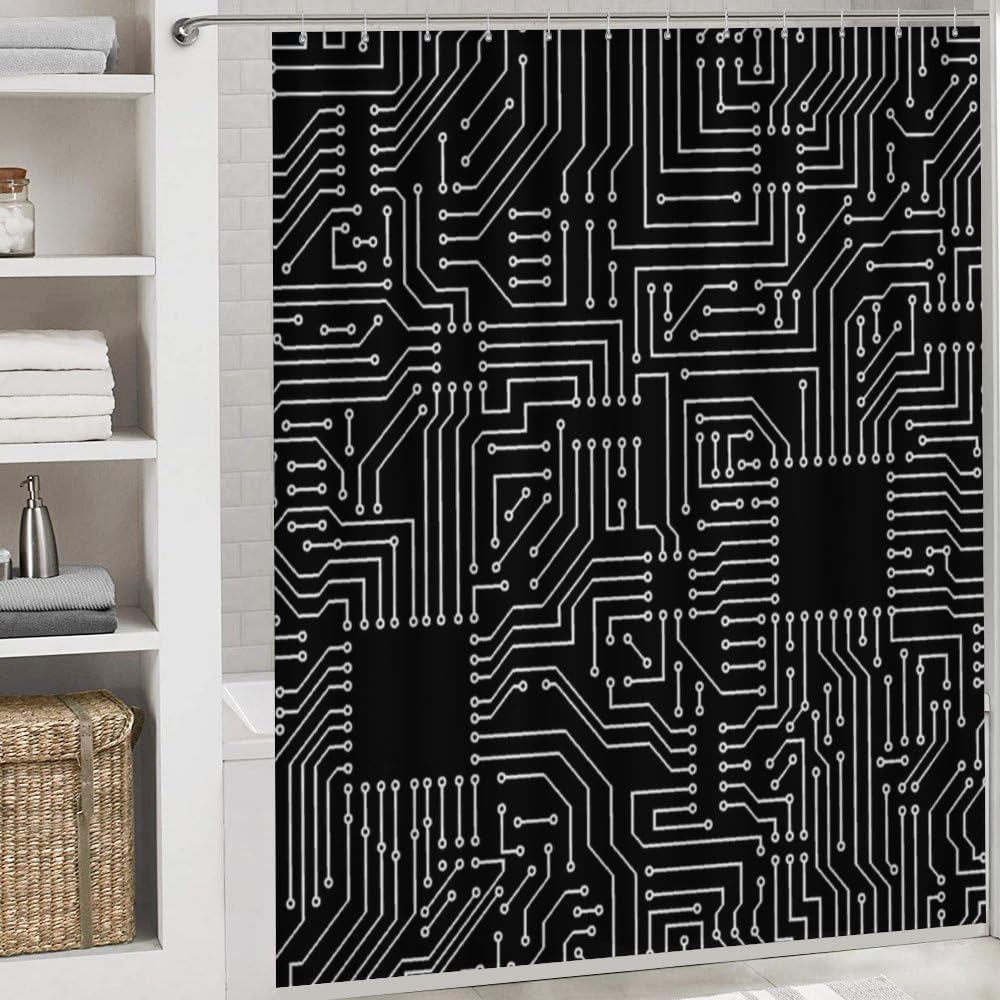 Kuizee 4-Piece Shower Curtain Set with Rugs
