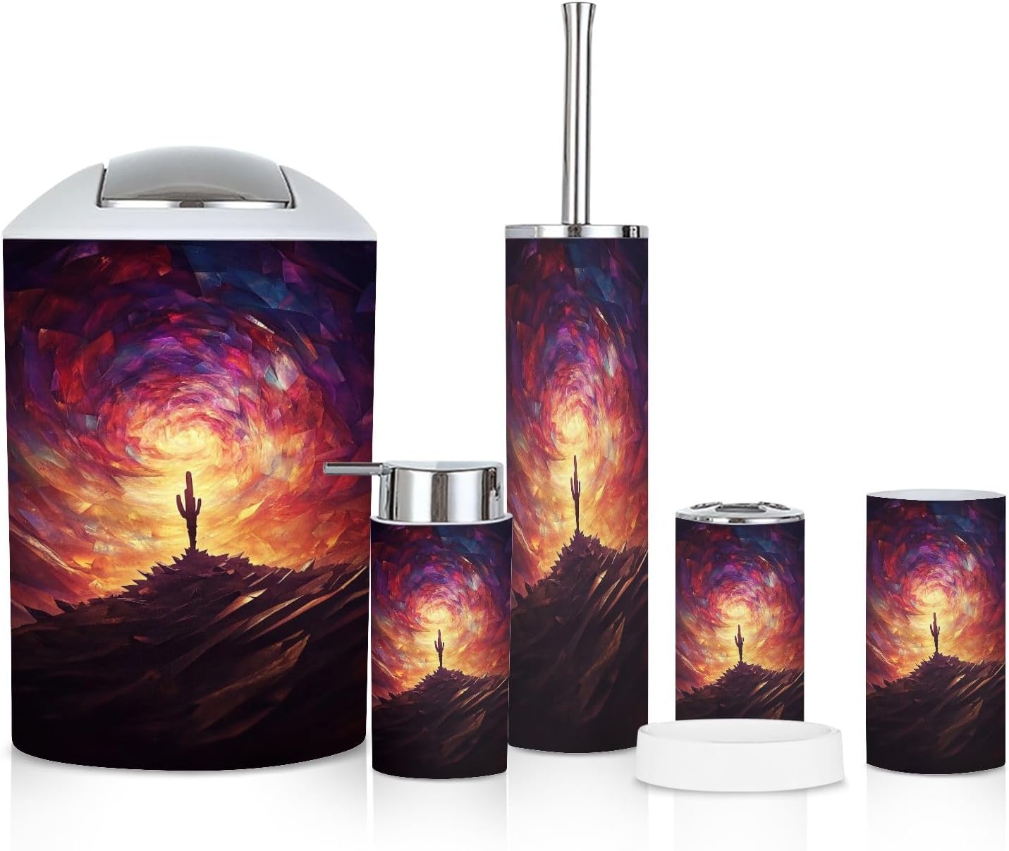 6 Piece Desert Cactus Bathroom Accessories Set