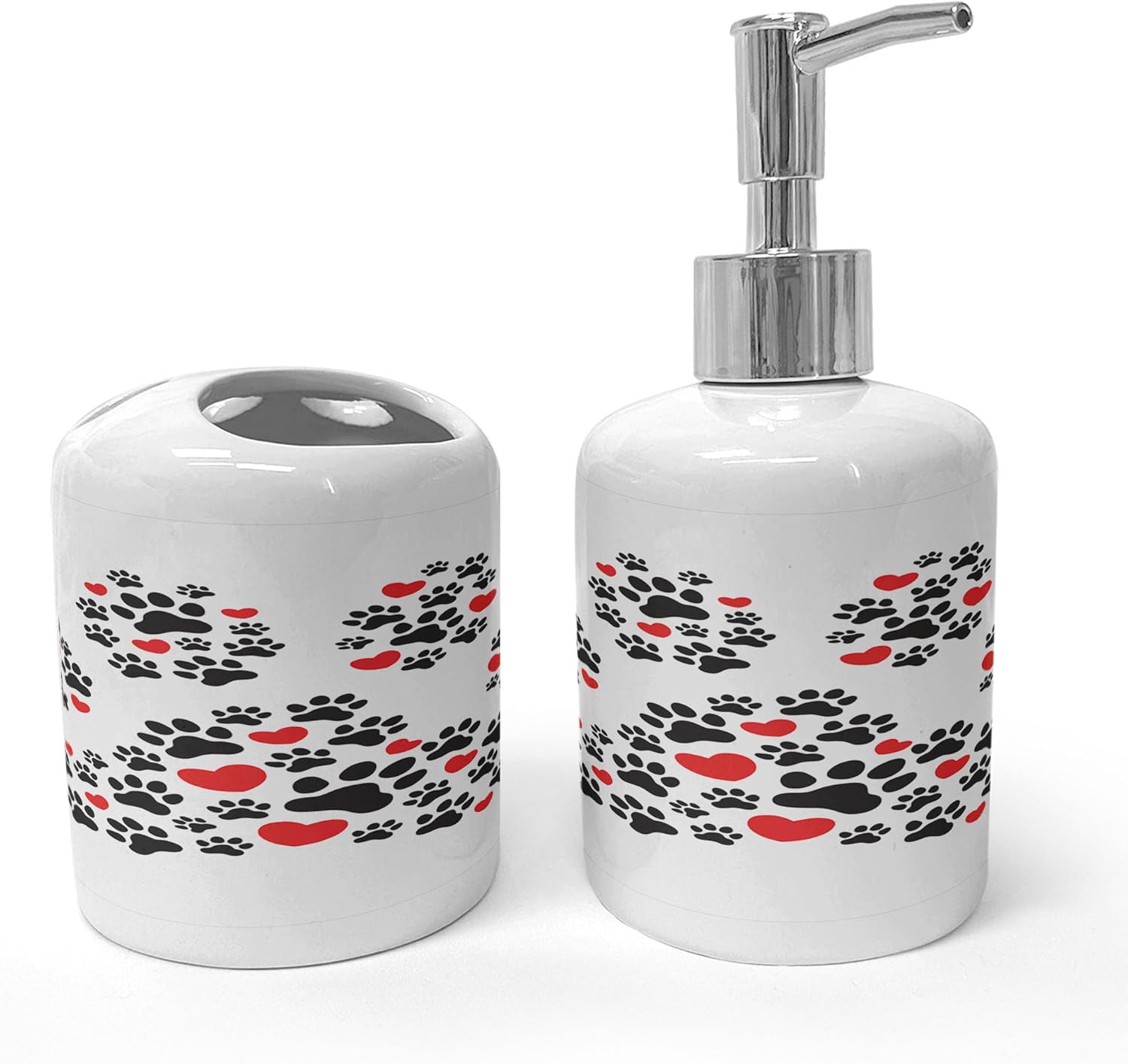 Ambesonne Ceramic Soap Toothbrush Holder Set 2 Pcs 1