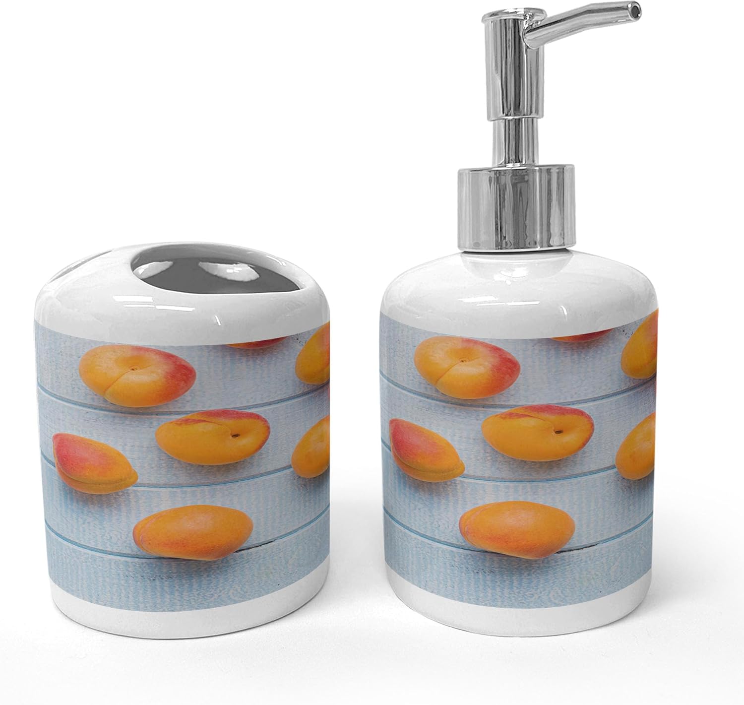 Ambesonne Fruit Soap Dispenser Toothbrush Holder Set