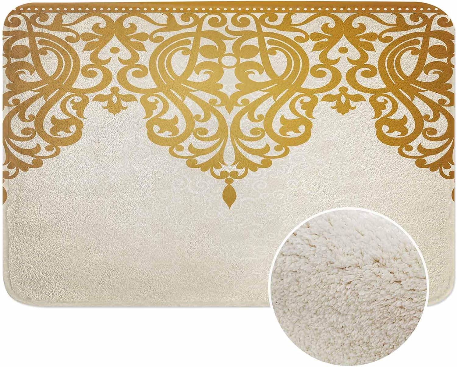 Lungtao Floral Border Bath Mat - Retro Victorian Style 20x31 Inch