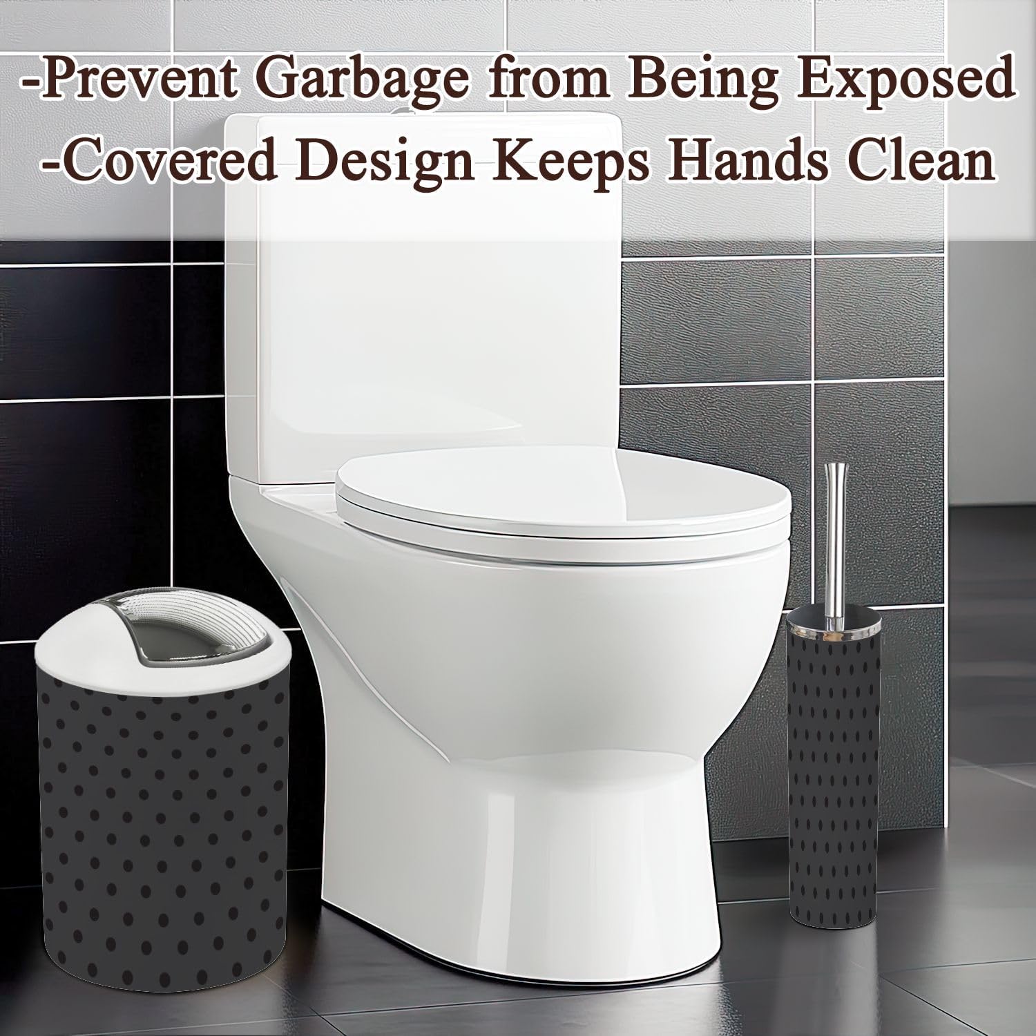 Modern Bathroom Accessories Set 6 Pcs Black White