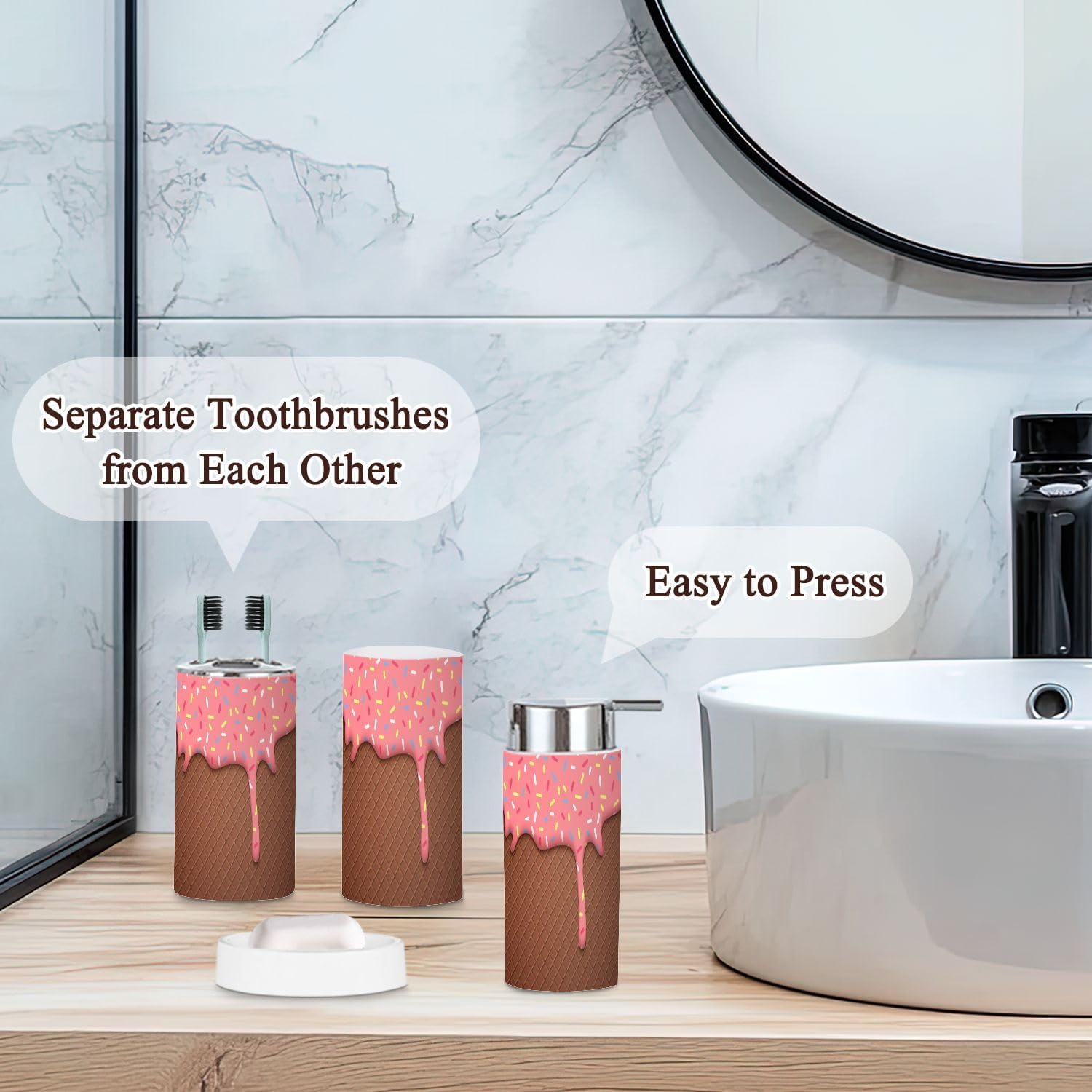 Bathroom Accessories Set 6 Pcs Modern Durable Decor 1