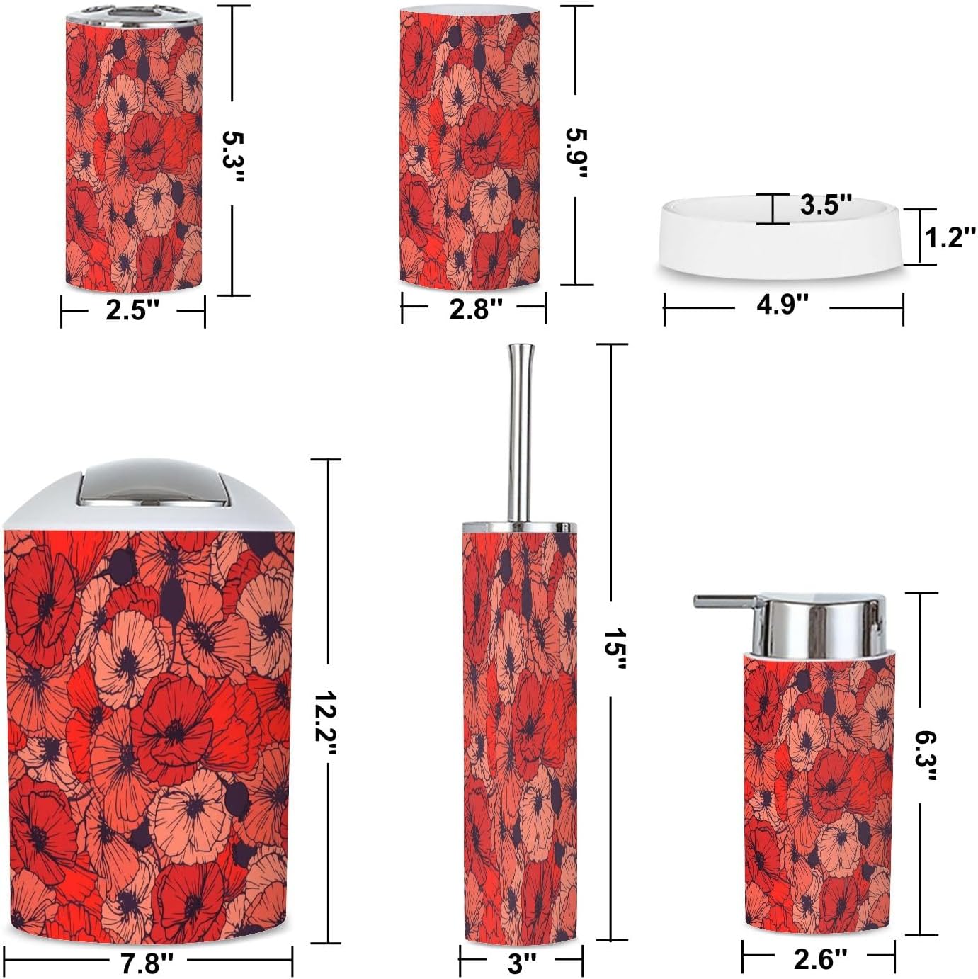 6 Piece Boho Style Bathroom Accessories Set