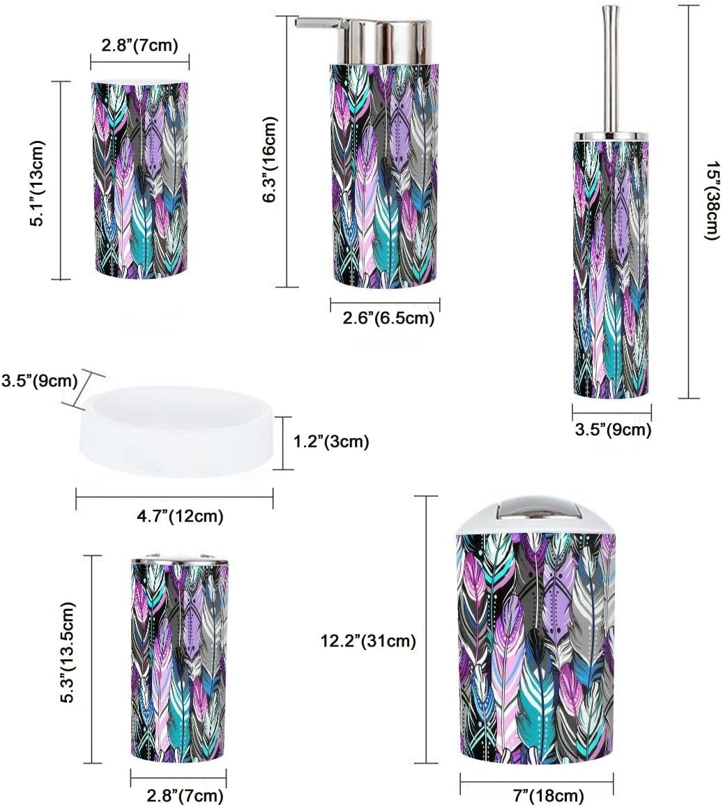 6 Pcs Modern Bathroom Accessories Set with Decorative Elements