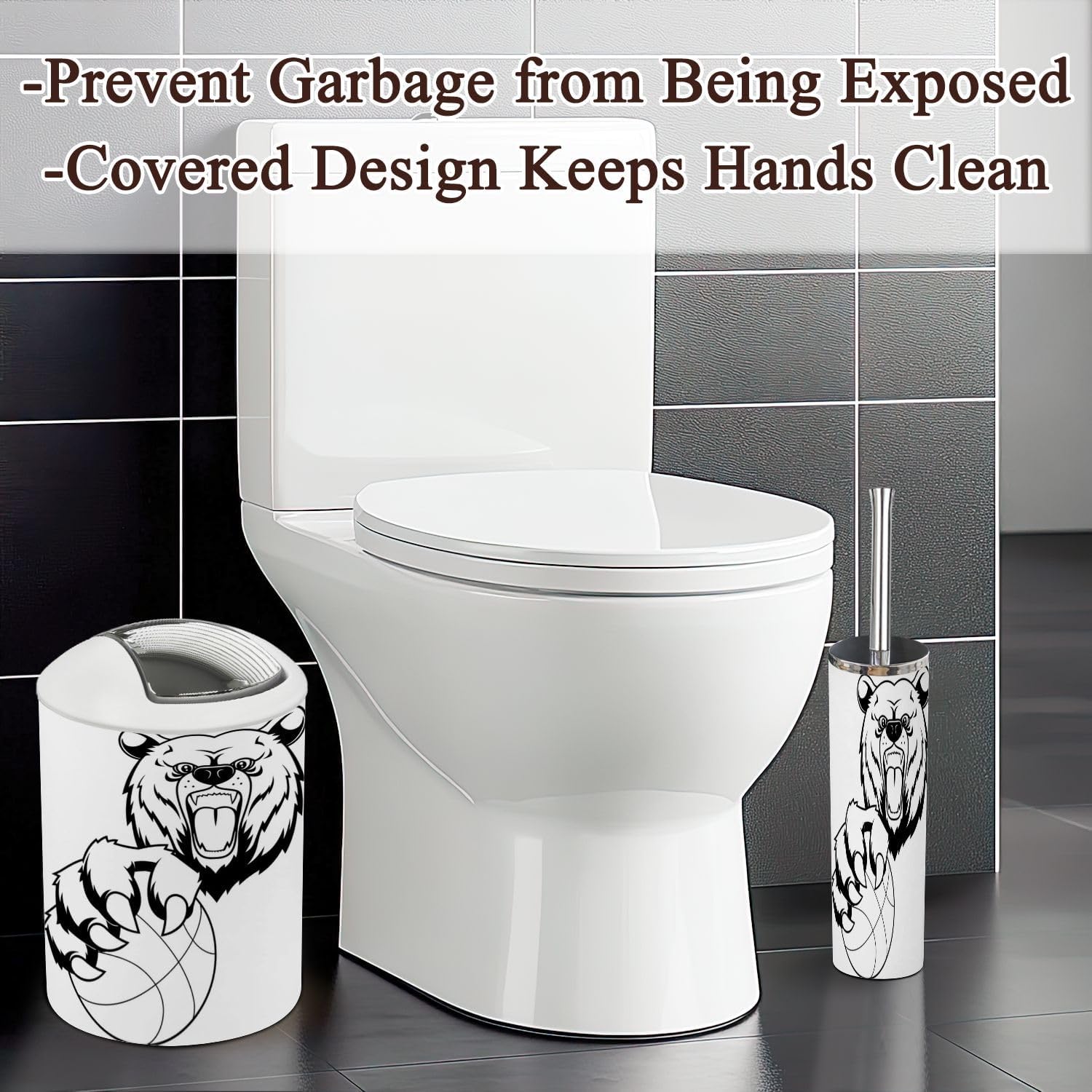 Angry Bear Bathroom Accessories Set 6 Pcs