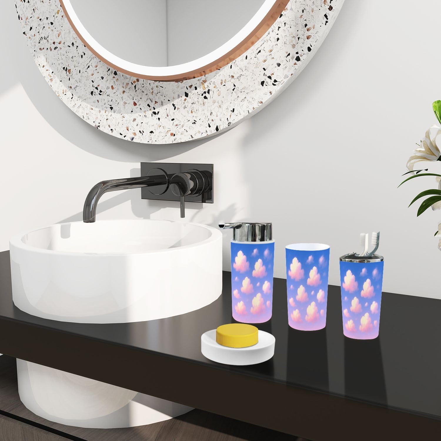 TRANQDEHOM 6 Piece Boho Bathroom Accessory Set