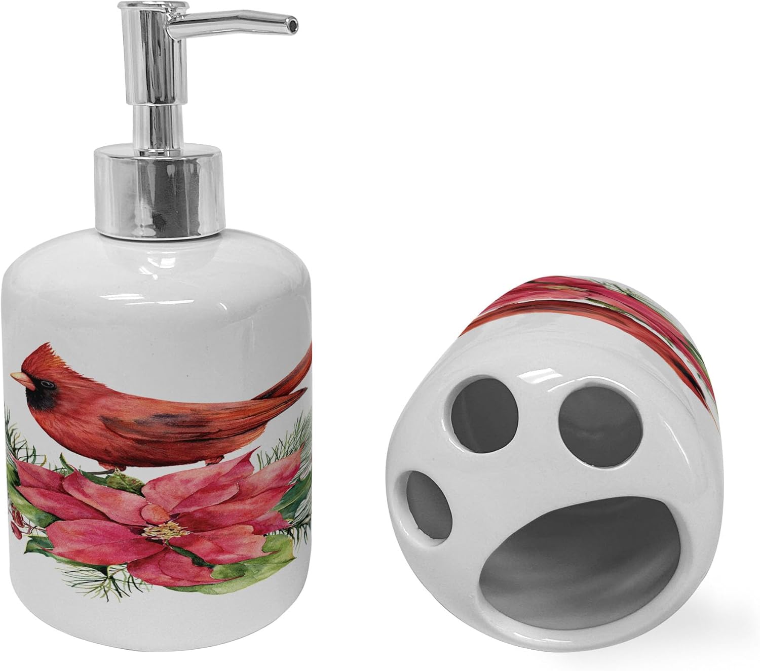 Ambesonne Poinsettia Soap Toothbrush Holder Set - 2 Pcs