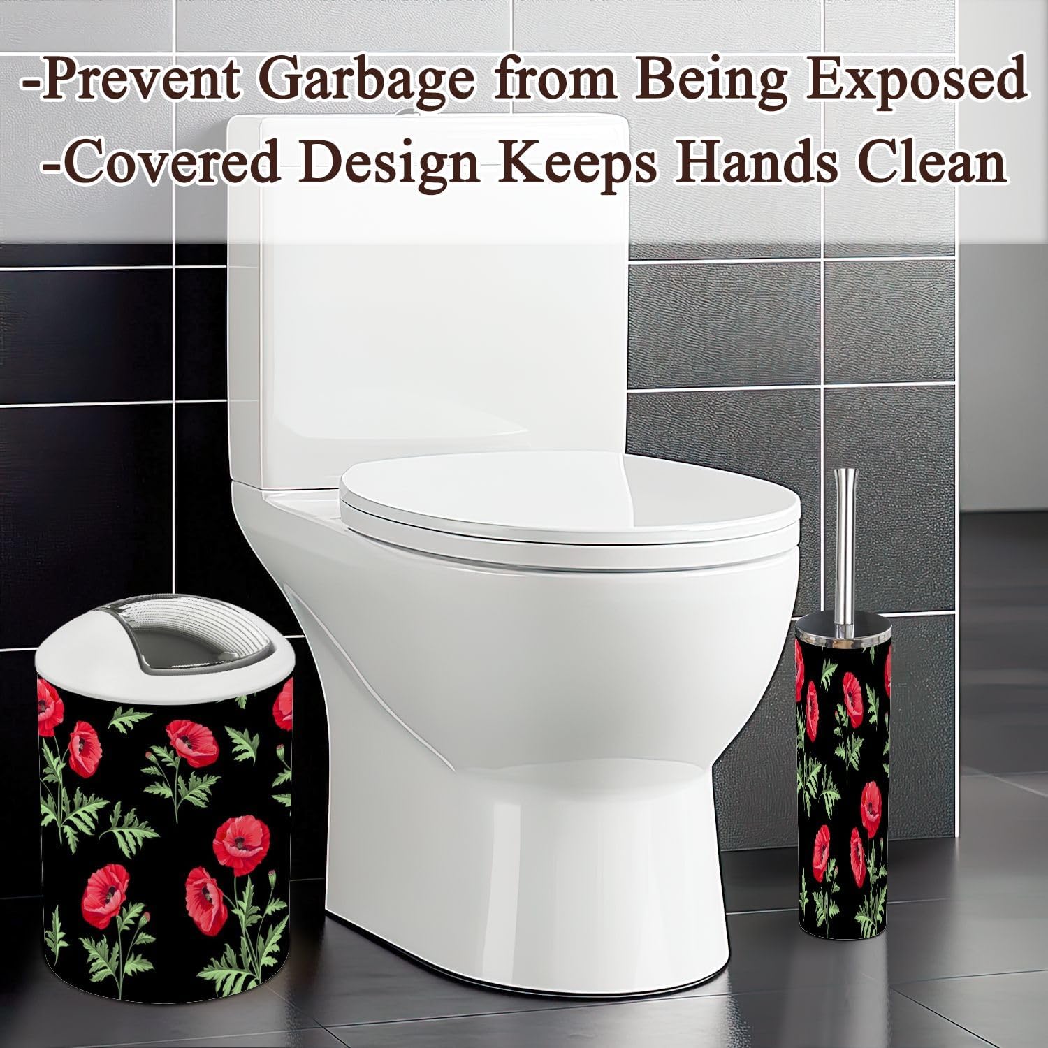 6 Piece Boho Bathroom Accessories Set with Flowers 1