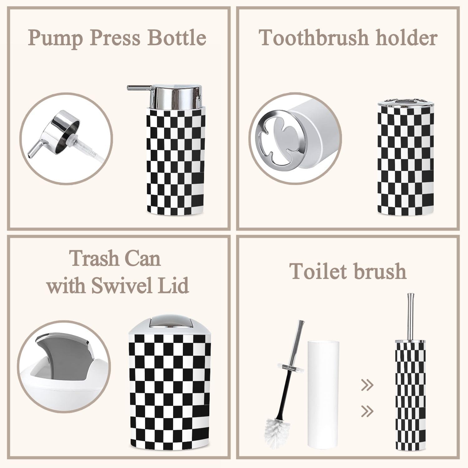 6 Piece Bathroom Accessories Set Modern Boho Design
