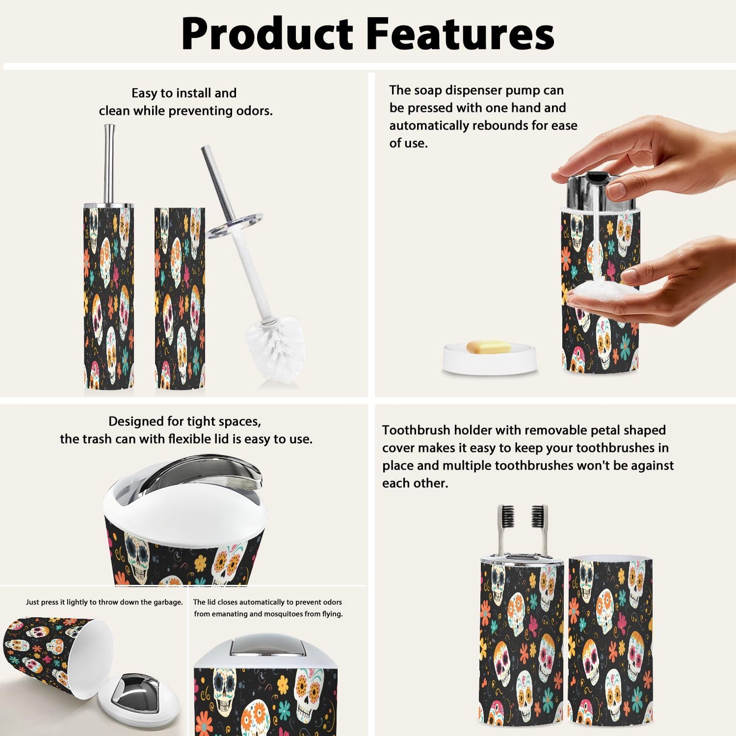 Boho Modern Bathroom Accessory Set 6 Piece