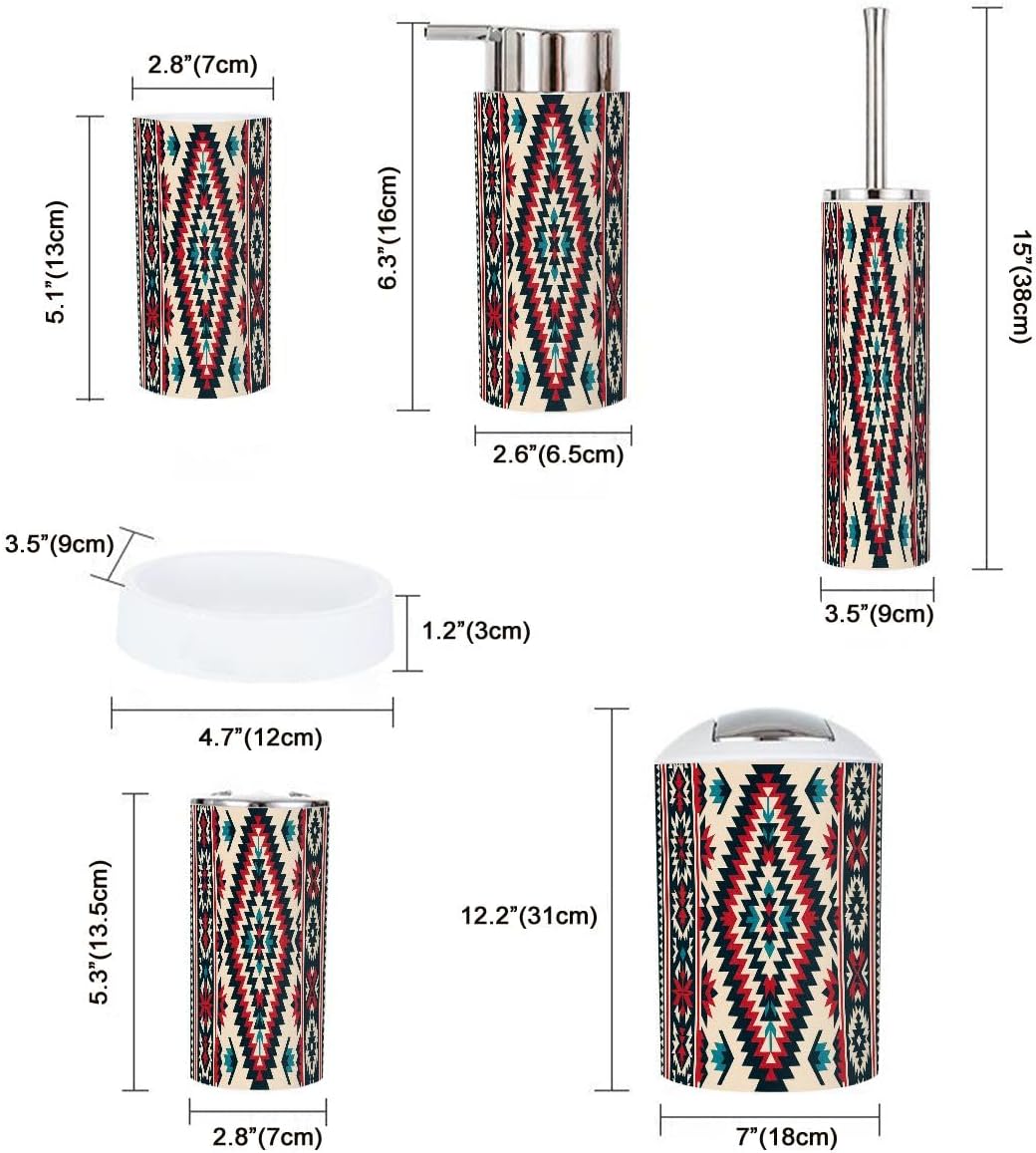 TRANQDEHOM Bathroom Accessory Set 6 Piece Boho Design