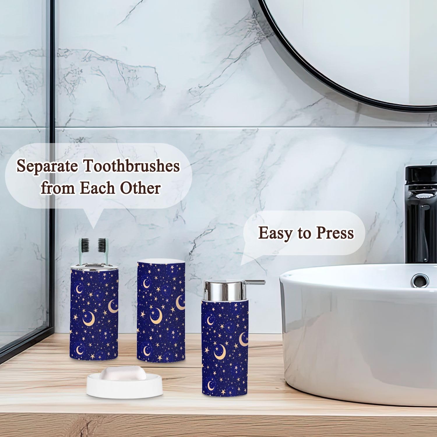 Starry Night Sky Bathroom Accessories Set 6 Pcs