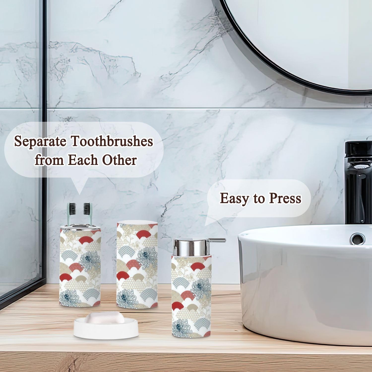 Traditional Geometric Bathroom Accessories Set 6 Pcs