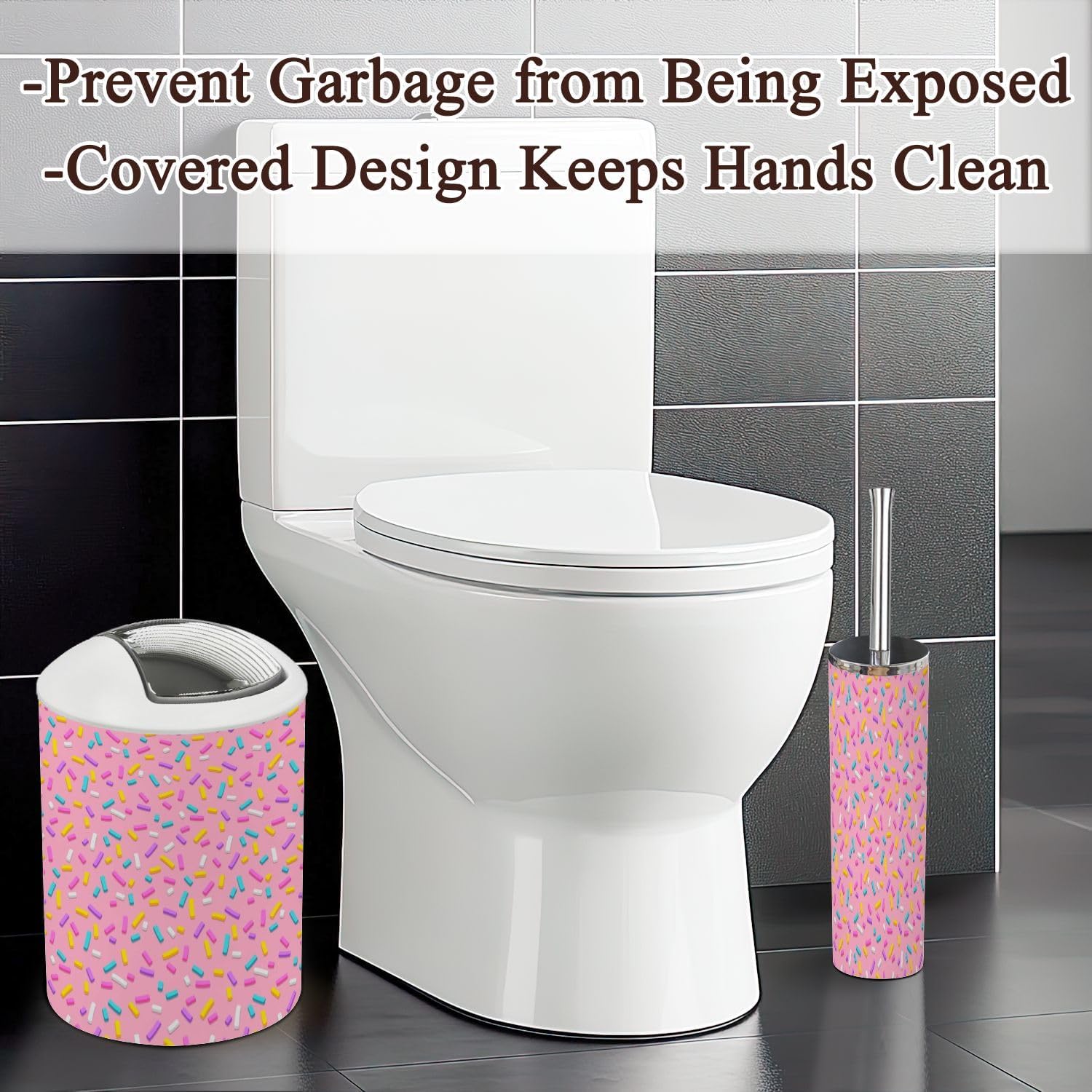 Seamless Pink Bathroom Accessories Set 6 Pcs
