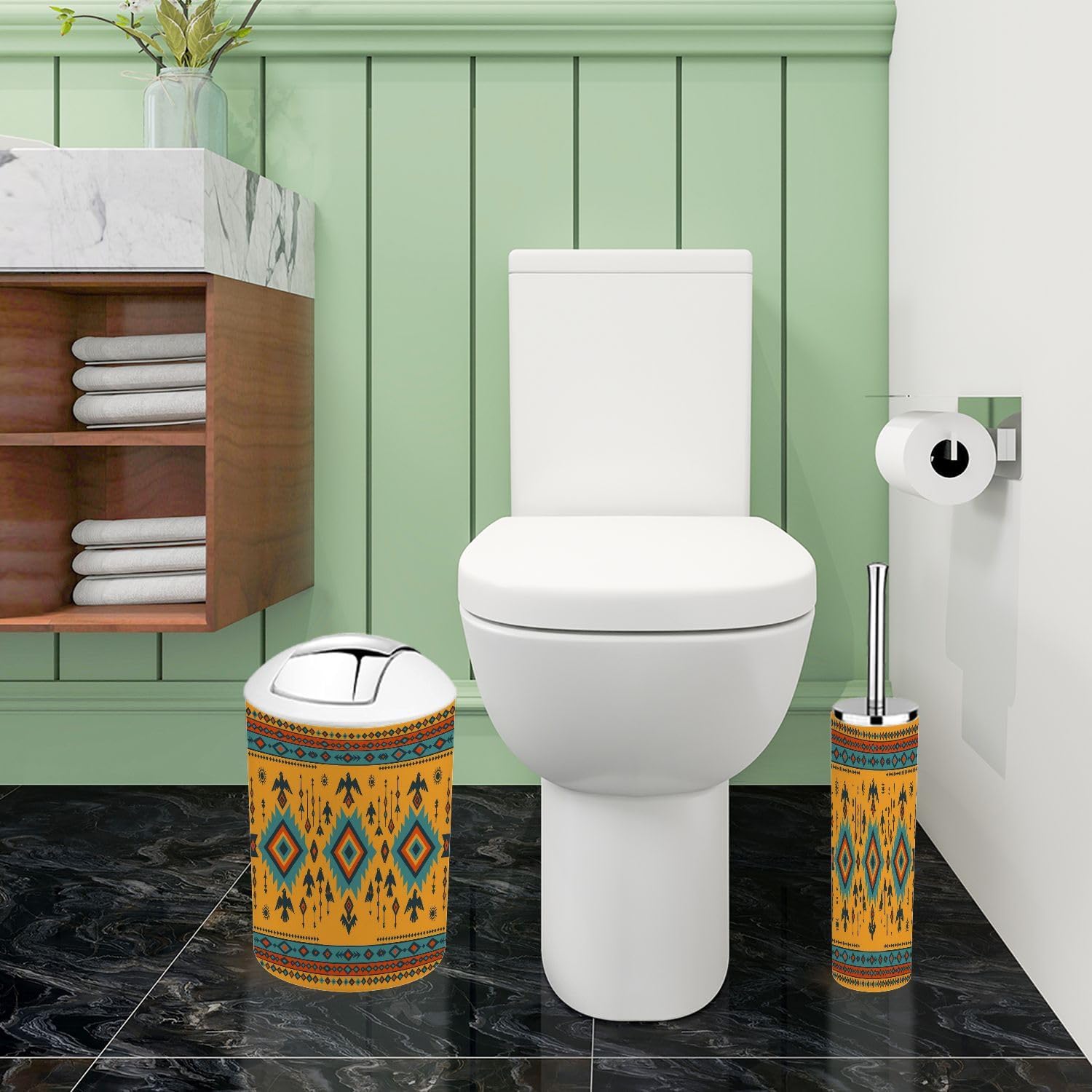 Boho Bathroom Accessory Set with 6 Pieces 1
