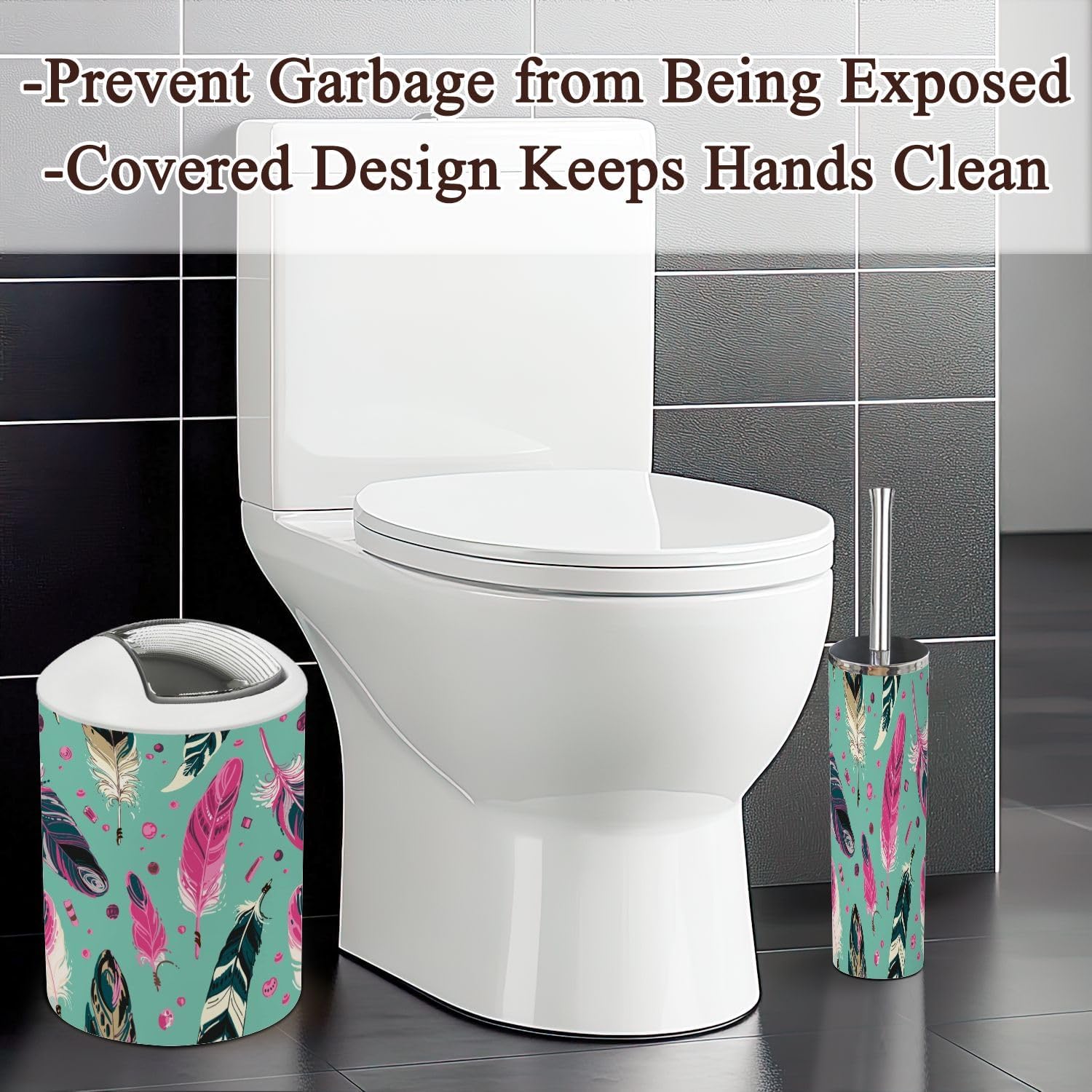 JBNJANKDAV 6-Piece Ethnic Feathers Bathroom Accessories Set