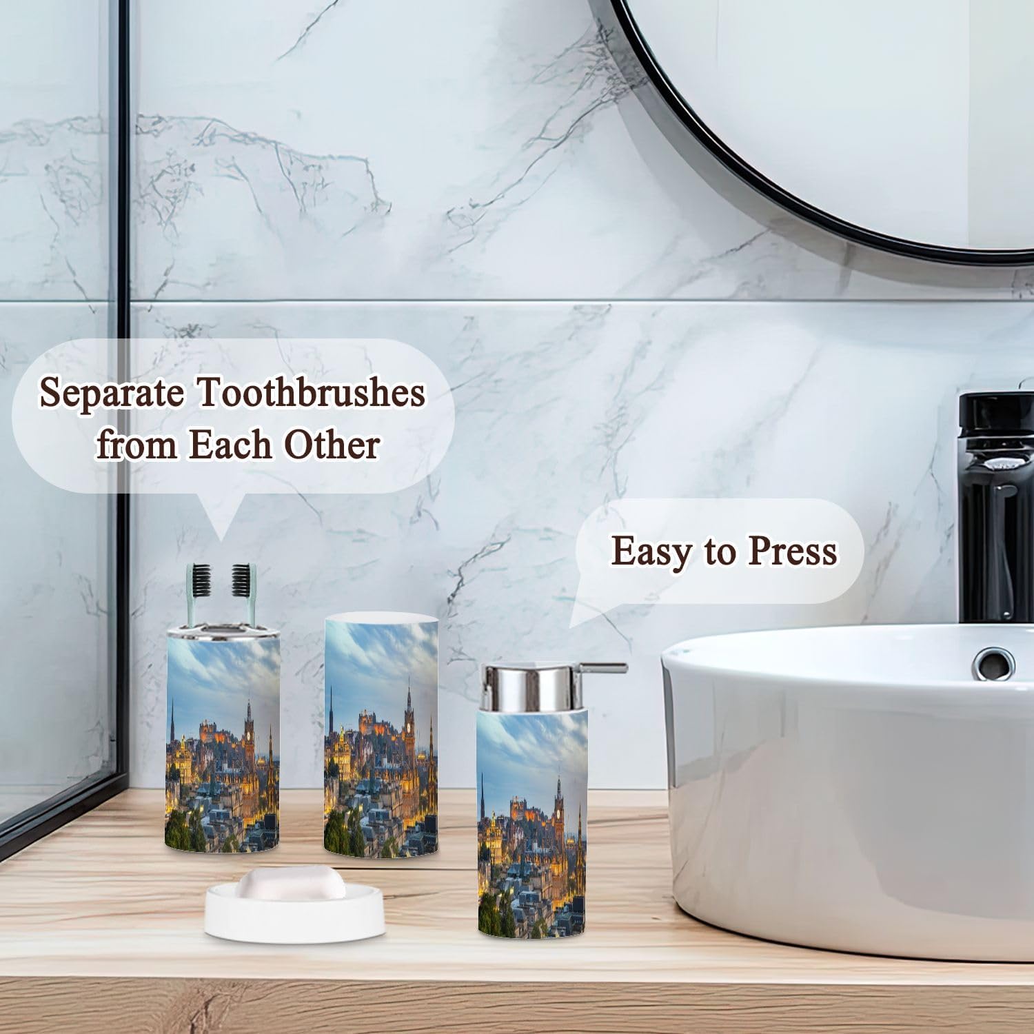 Edinburgh Skyline Bathroom Accessories Set of 6