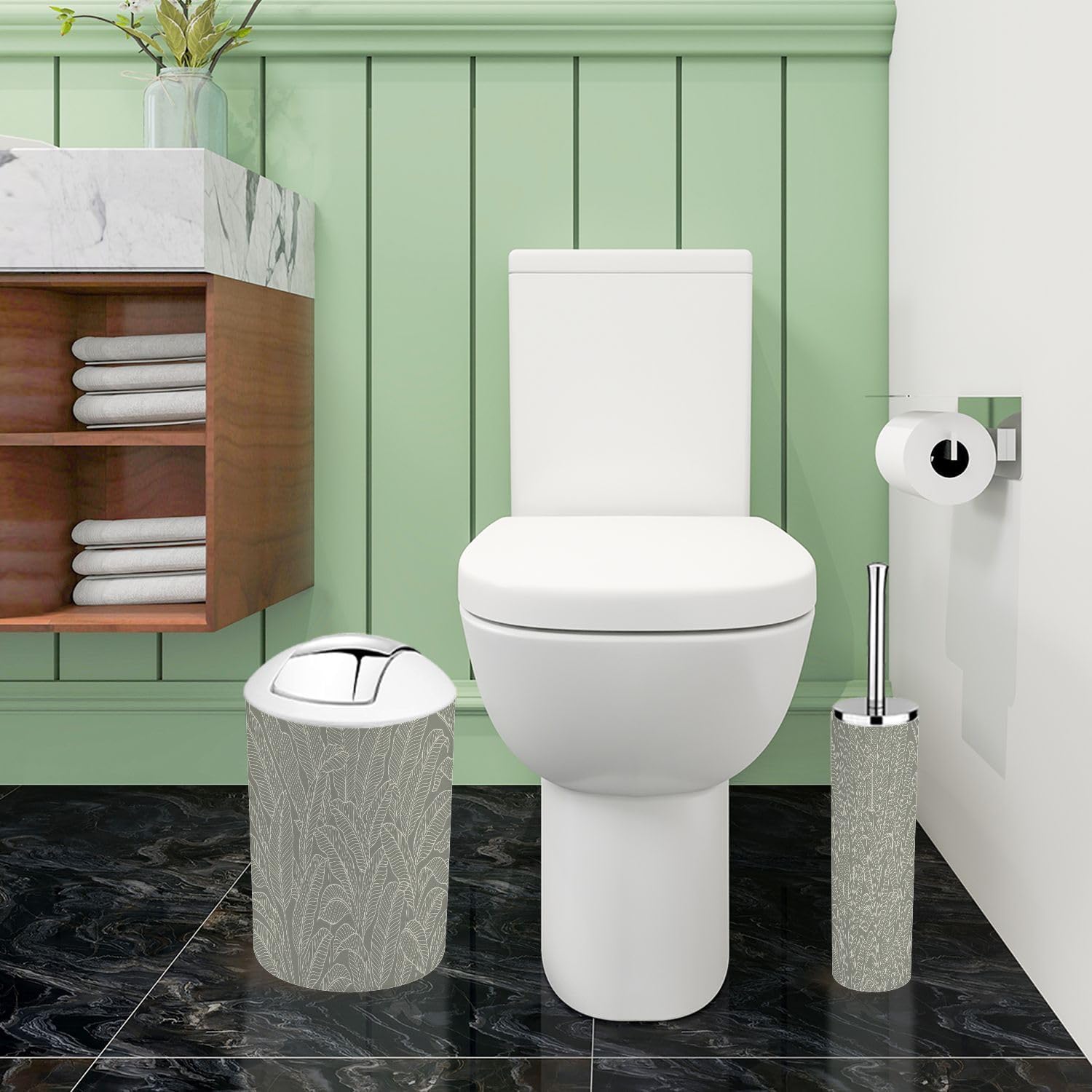 Boho Floral Tropical Bathroom Accessory Set 6 Piece