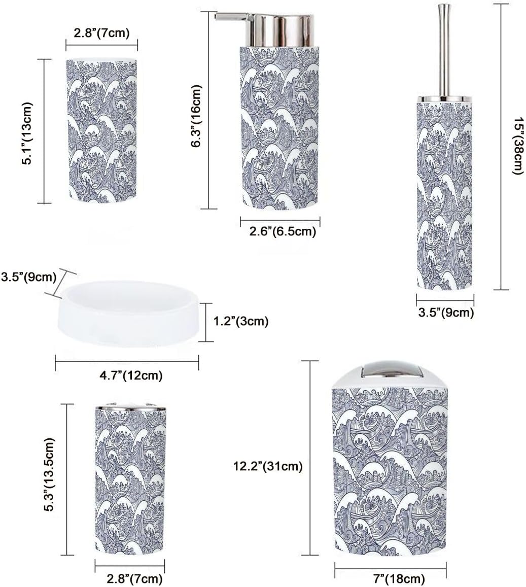 Bathroom Accessories Set 6 Pcs Durable Modern Storage