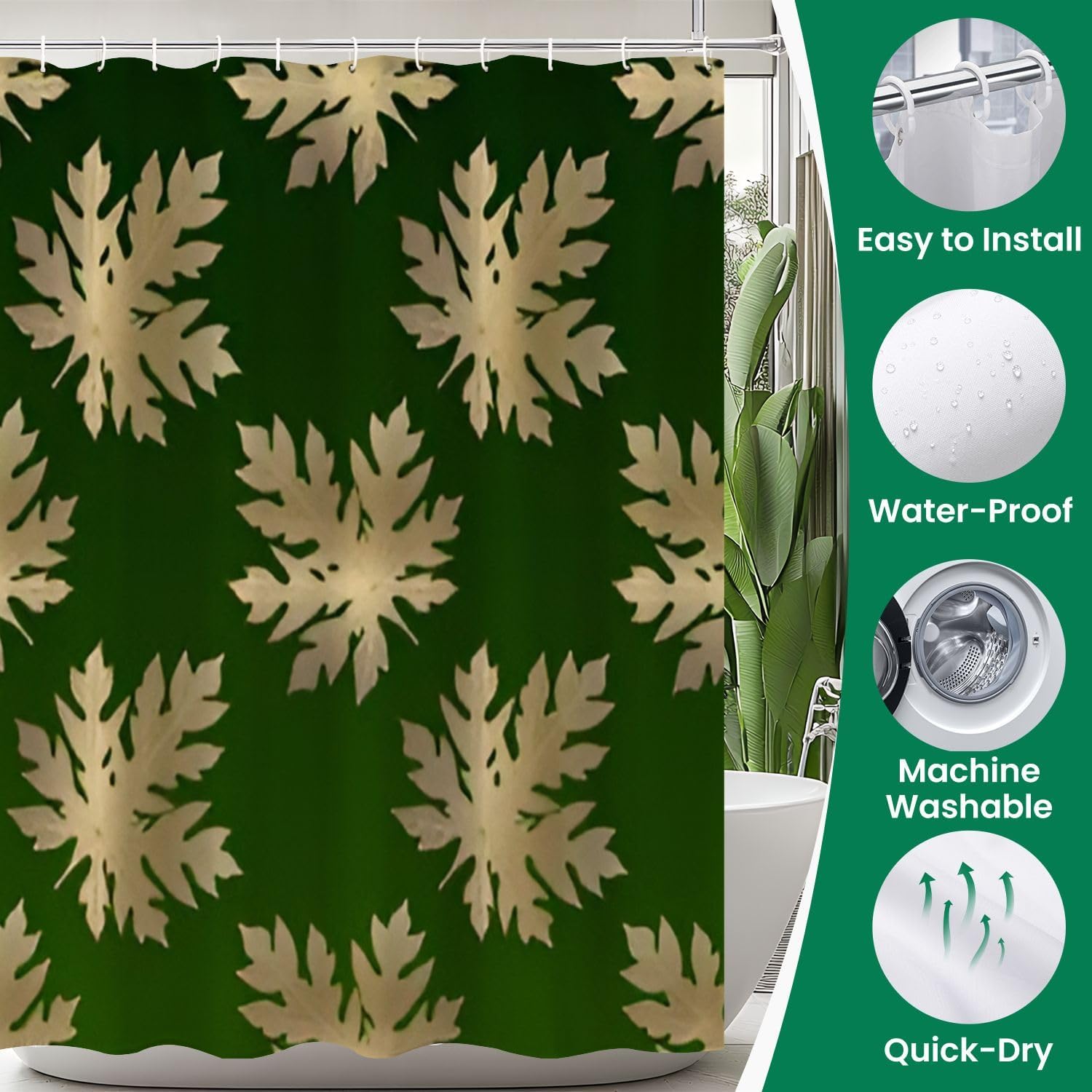 4 Piece Shower Curtain Set with Rugs and Accessories