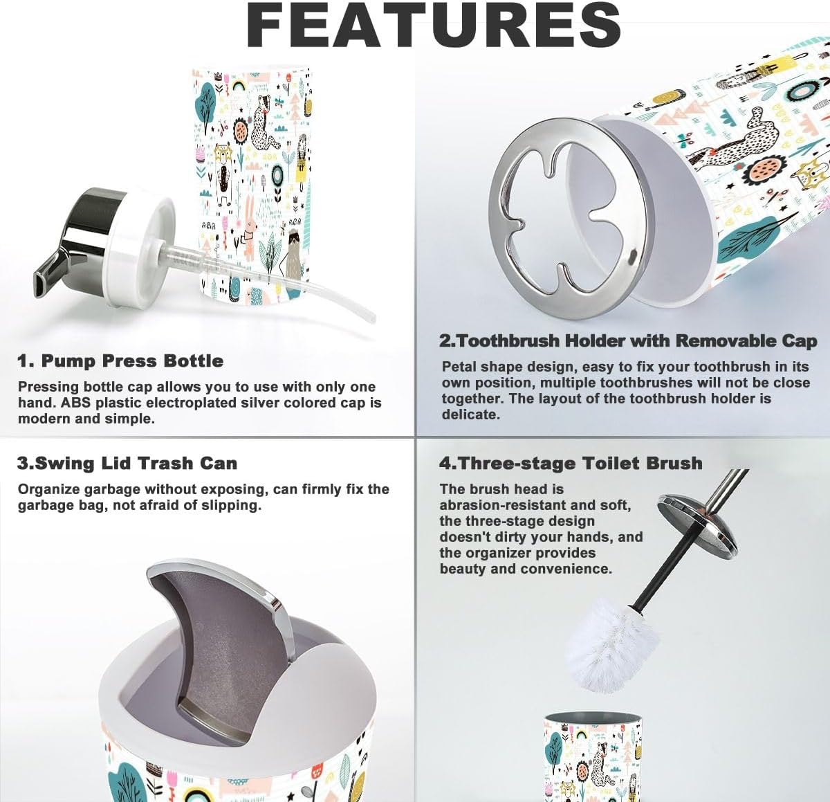 JBNJANKDAV 6 Pcs Bathroom Accessories Set with Decor