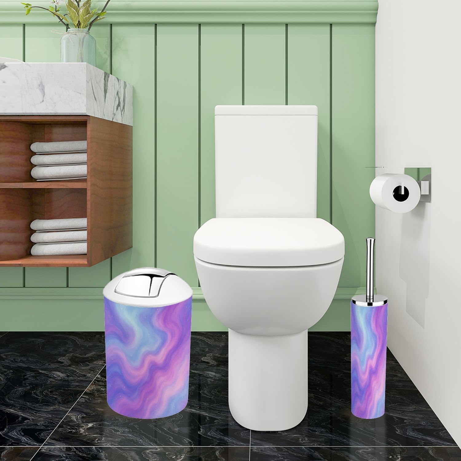 Boho Soft Pastel Bathroom Accessory Set 6 Piece