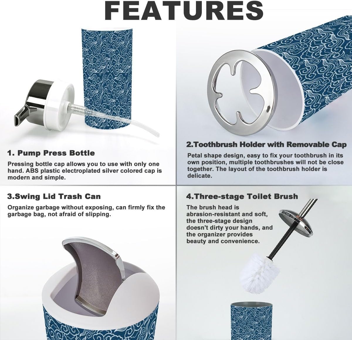 Traditional Japanese Bathroom Accessories Set 6 Pcs