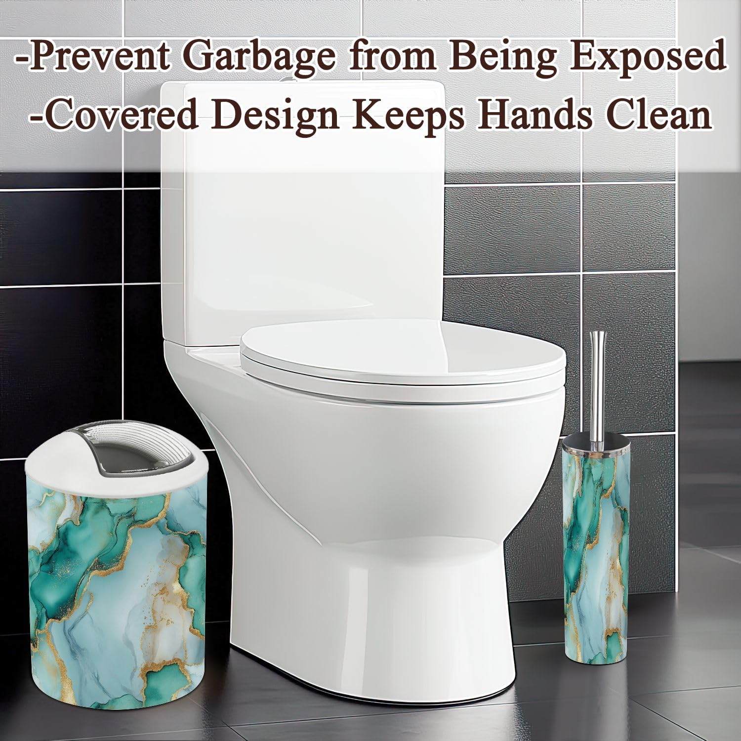 6 Piece Marble Blue Bathroom Accessories Set