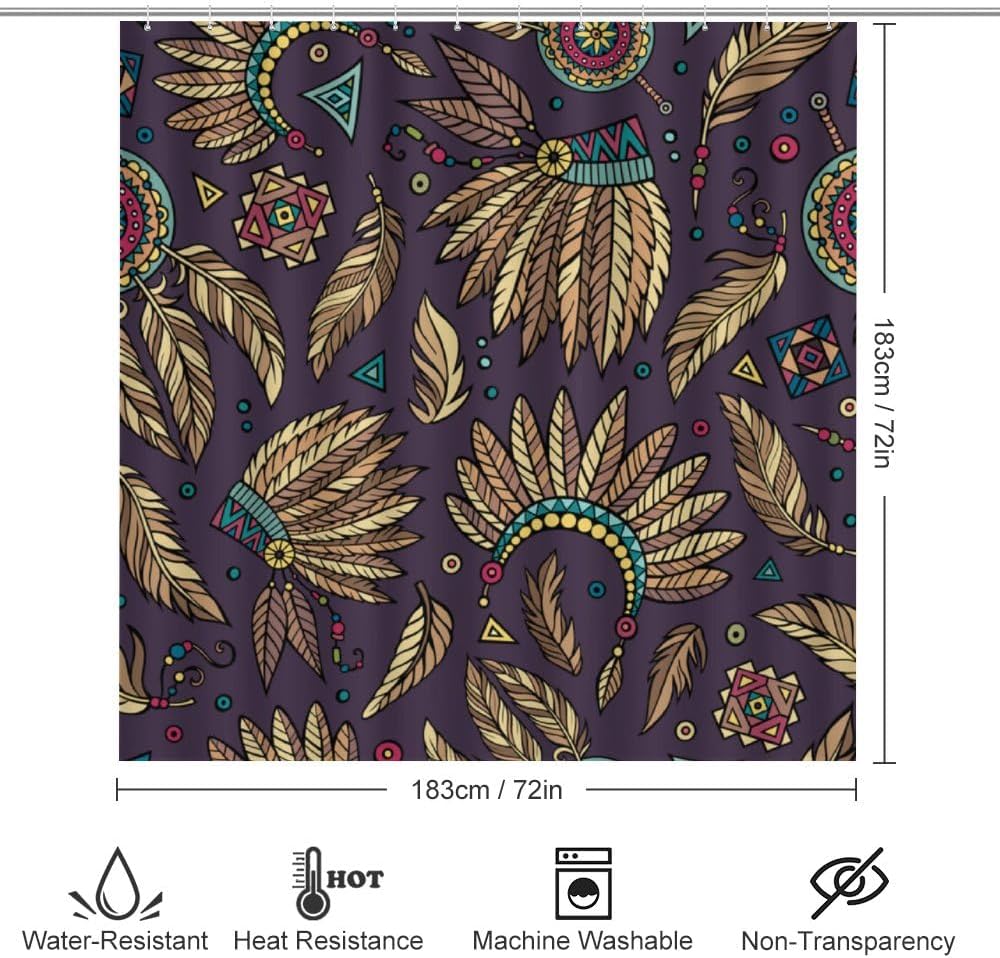 Kuizee 4-Piece Shower Curtain Set with Non-Slip Rugs