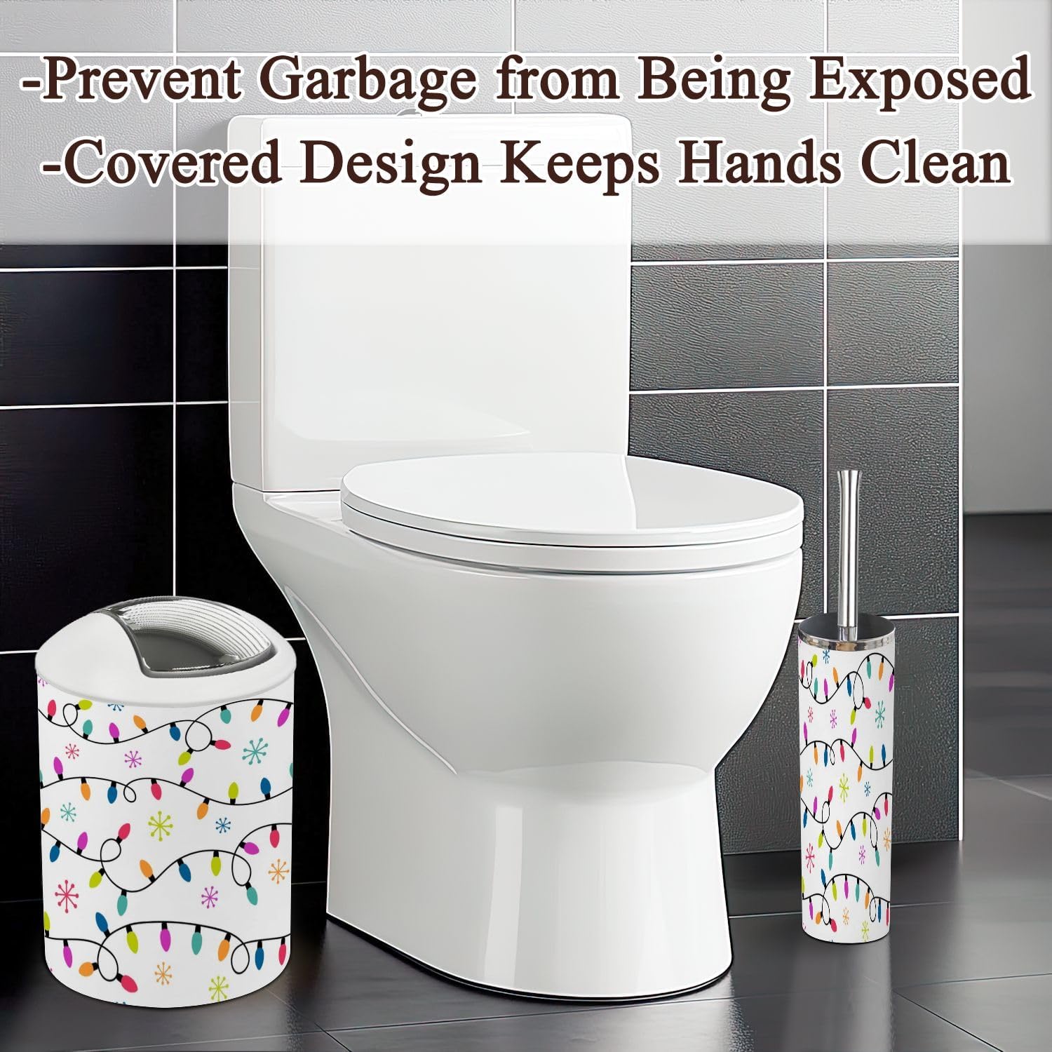6 Piece Bathroom Accessories Set with Christmas Light Snowflakes Design