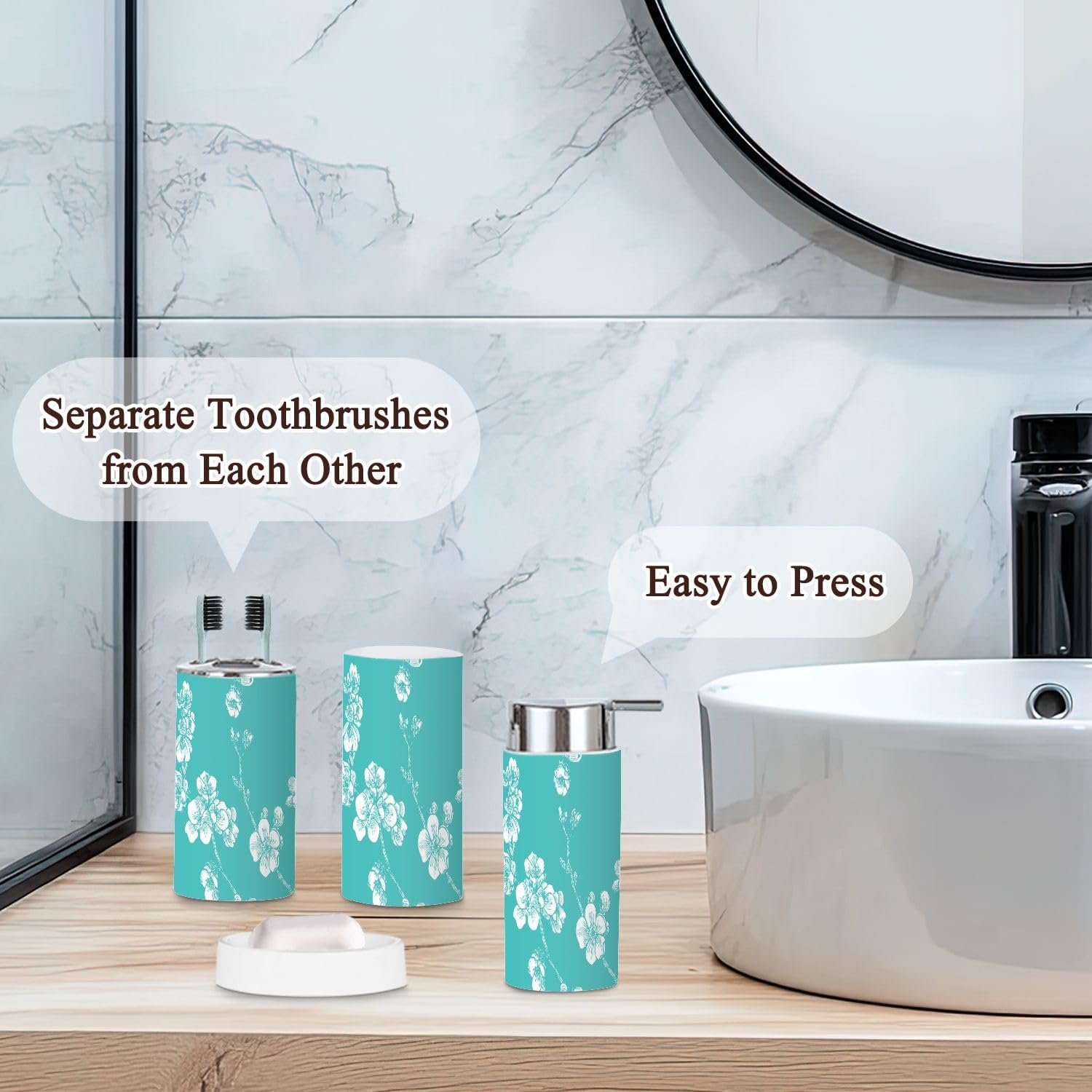 Bathroom Accessories Set 6 Pcs Blooming Tree Design