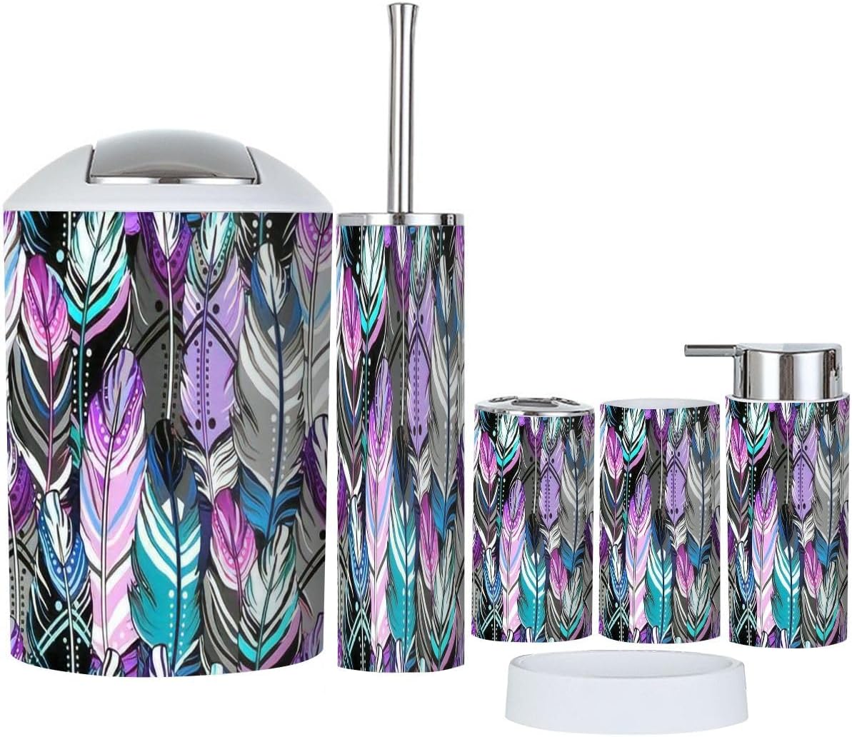 6 Pcs Modern Bathroom Accessories Set with Decorative Elements
