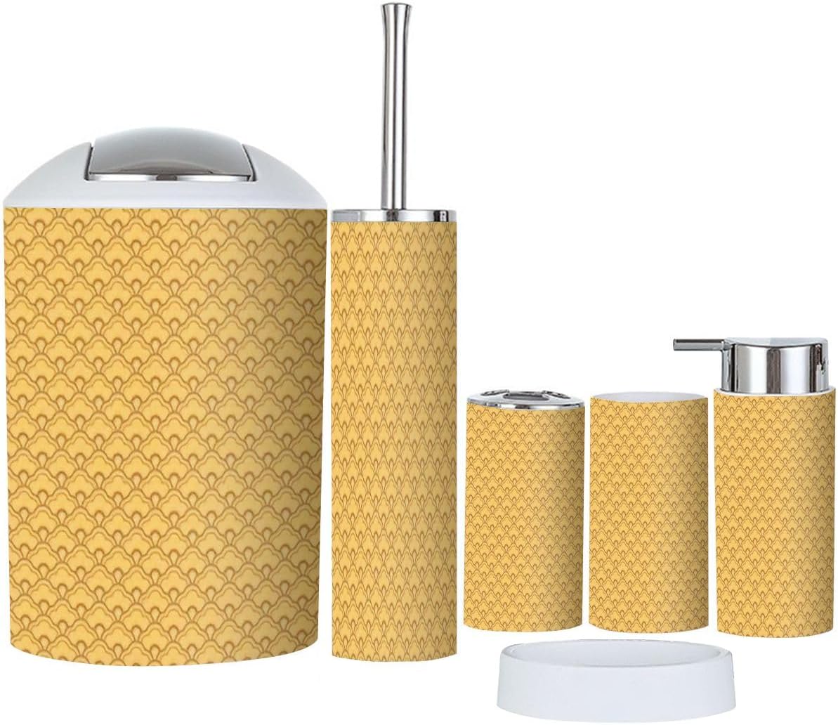 6 Piece Bathroom Accessories Set with Trash Can