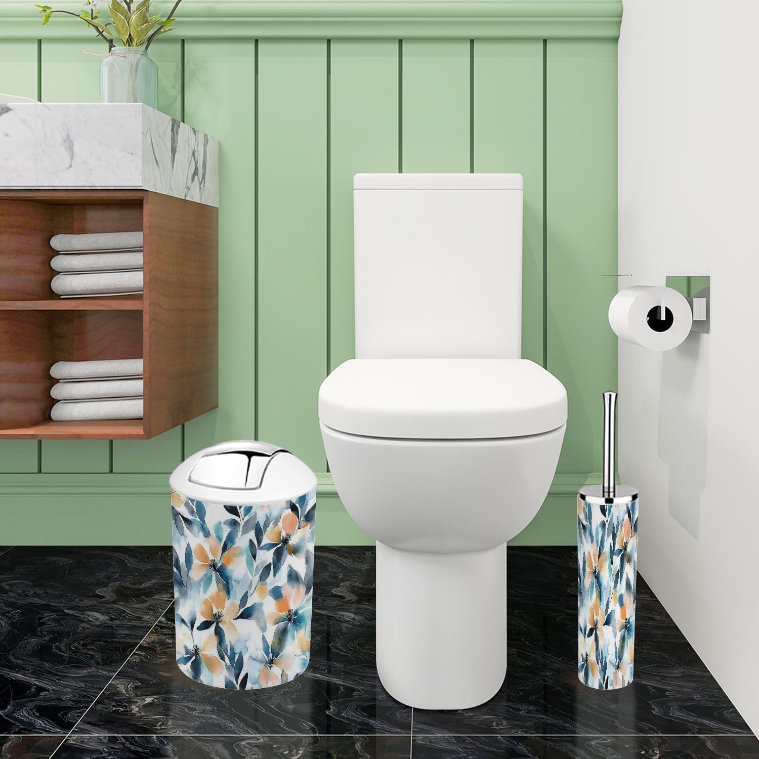 Boho Autumn Flowers Bathroom Accessory Set 6 Piece