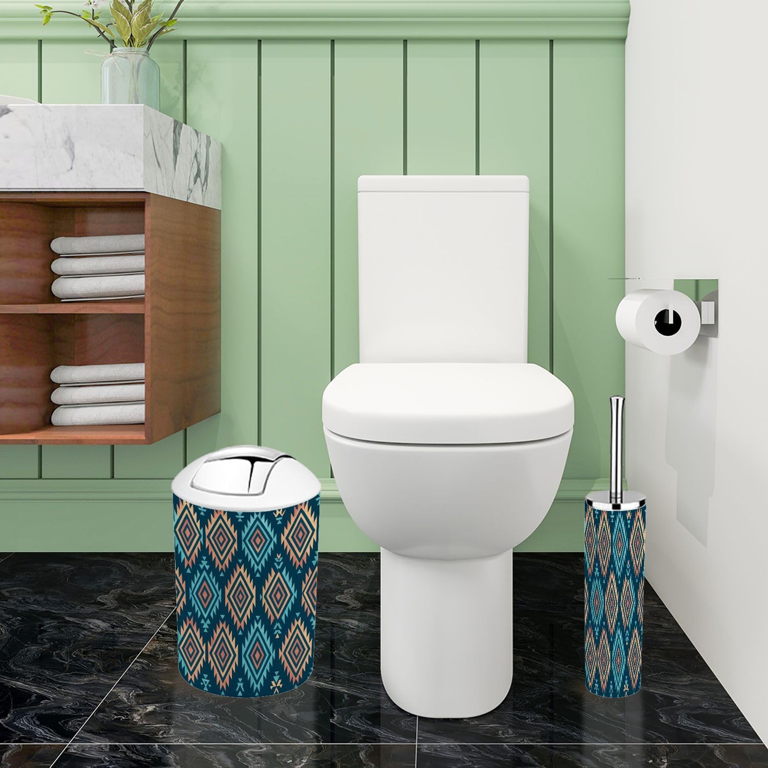 Boho Bathroom Accessory Set 6 Piece Modern Design