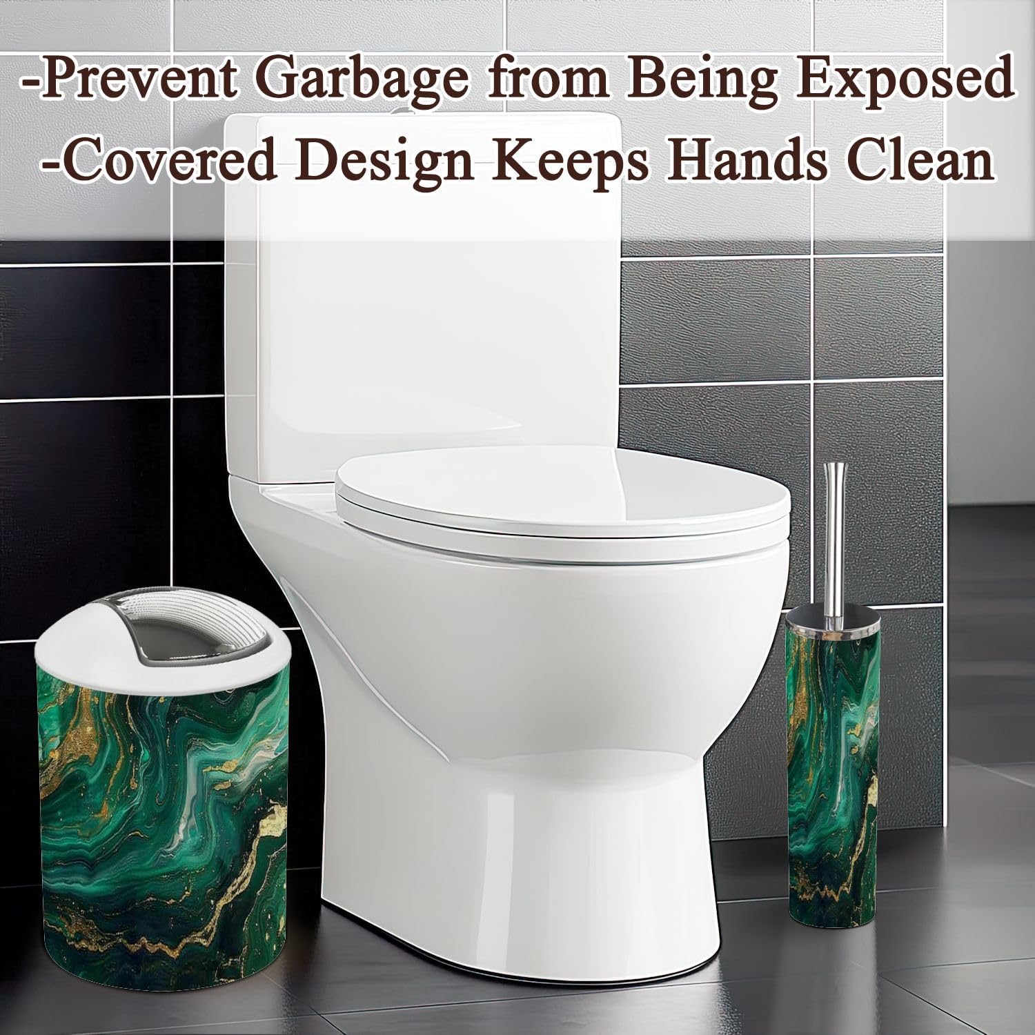 6 Piece Green Marble Bathroom Accessories Set