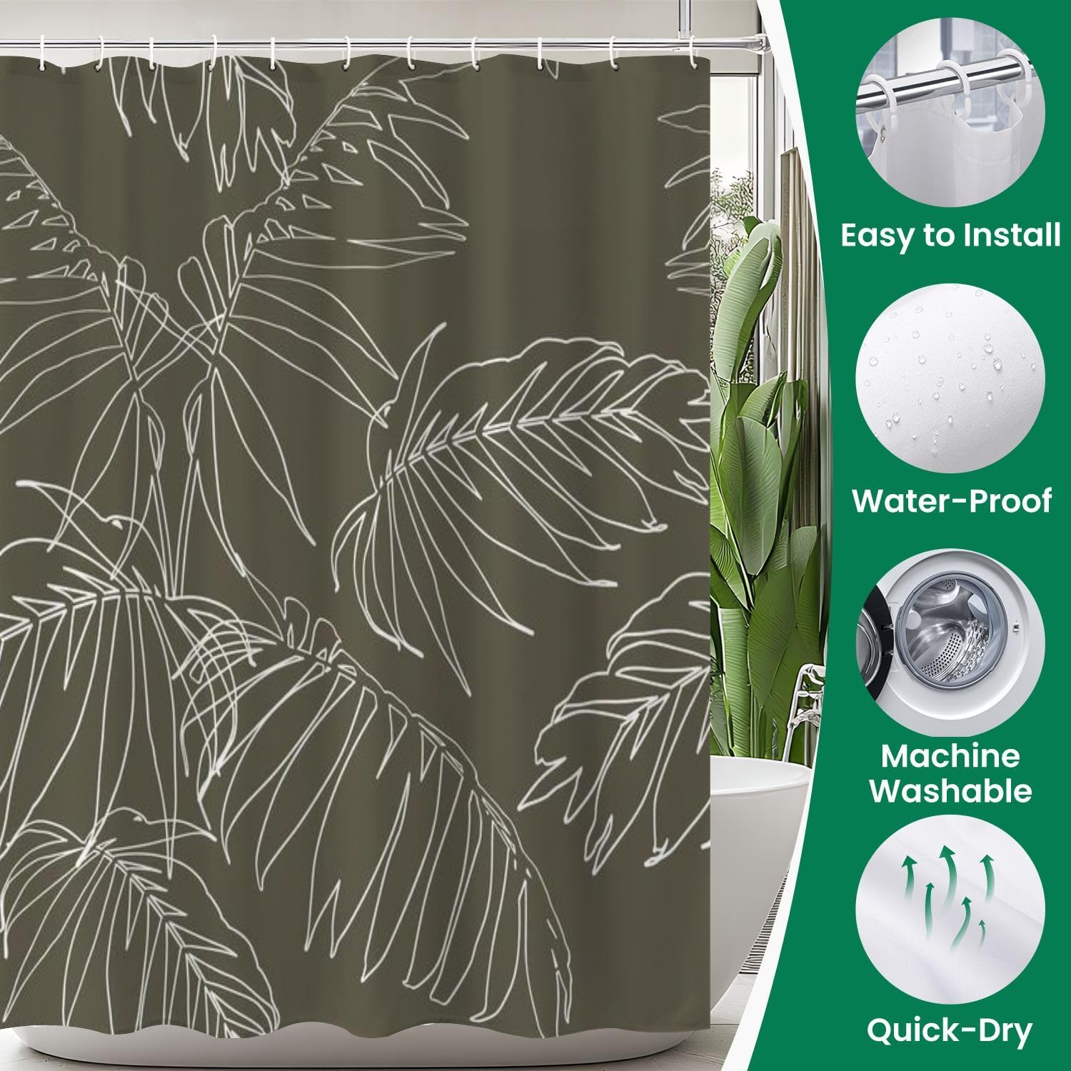 4 Piece Shower Curtain Set with Rugs and Mats 1