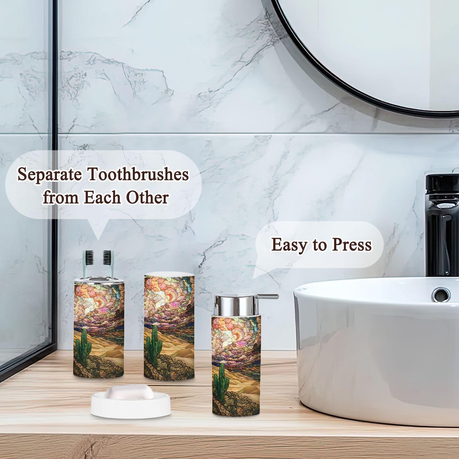 6 Piece Bathroom Accessories Set Boho Decor 1