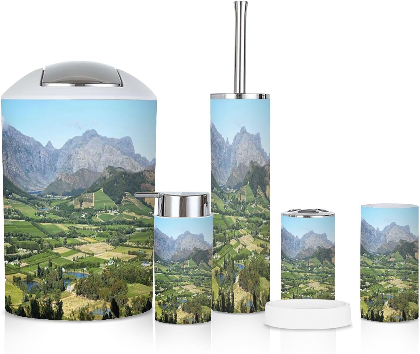 6 Piece Bathroom Accessories Set with Boho Decor 1