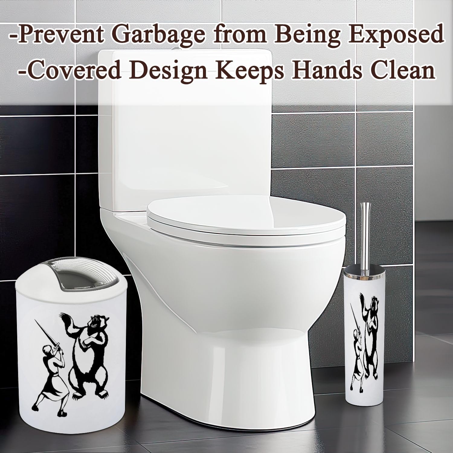 Bathroom Accessories Set 6 Pcs Durable White Modern Storage