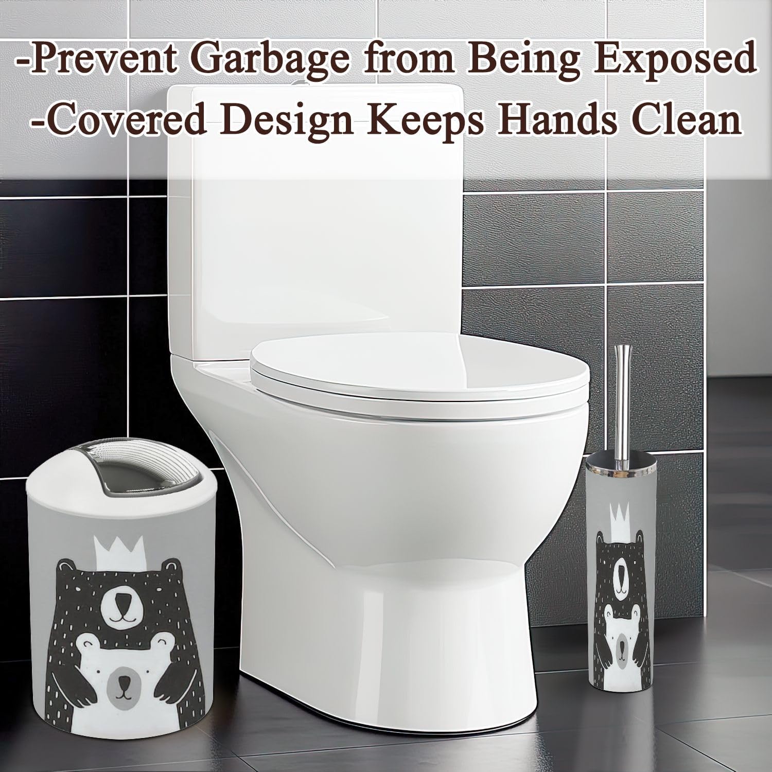 Bathroom Accessories Set 6 Pcs Big Bear Little Baby Bear Design