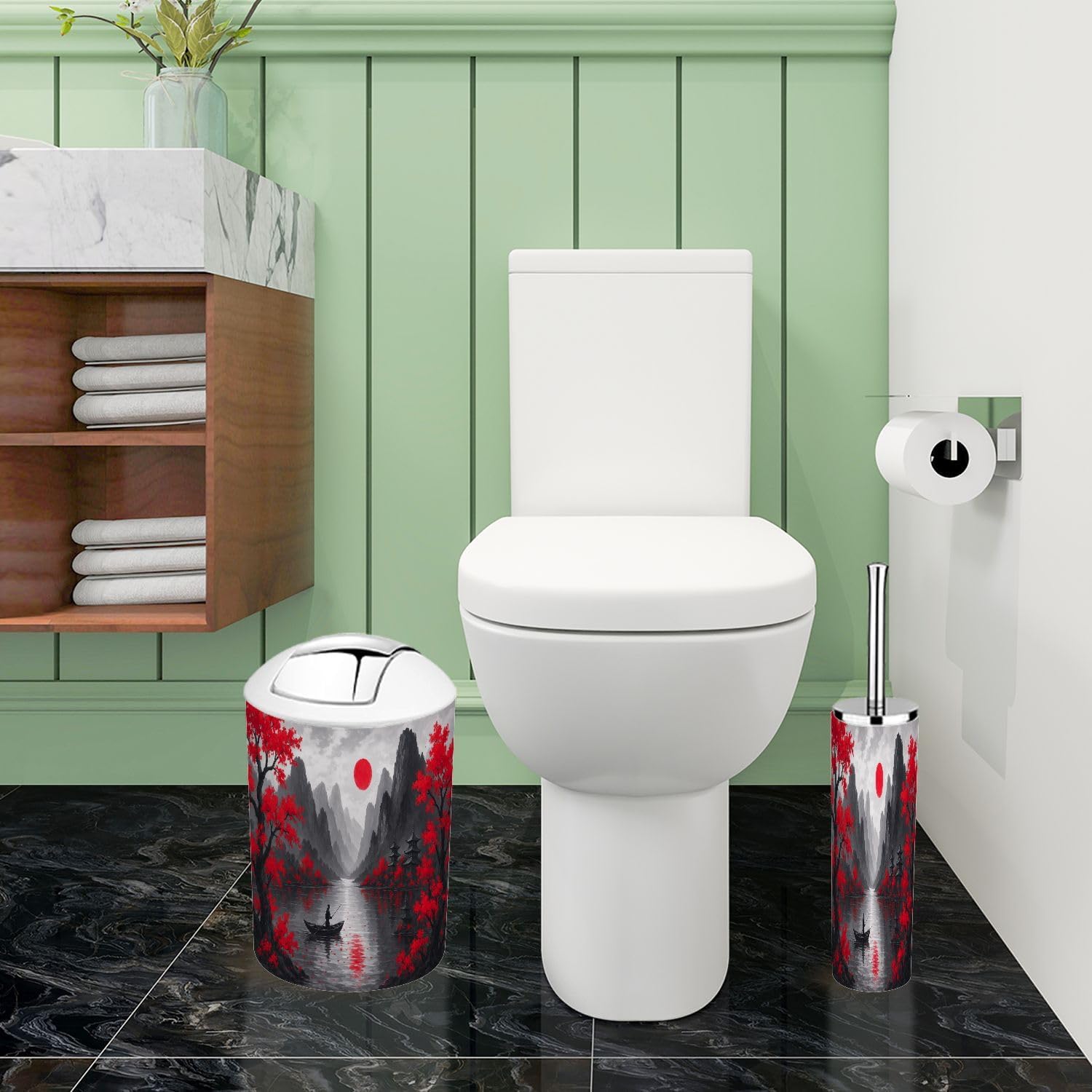 Boho Japanese Style 6-Piece Bathroom Accessory Set