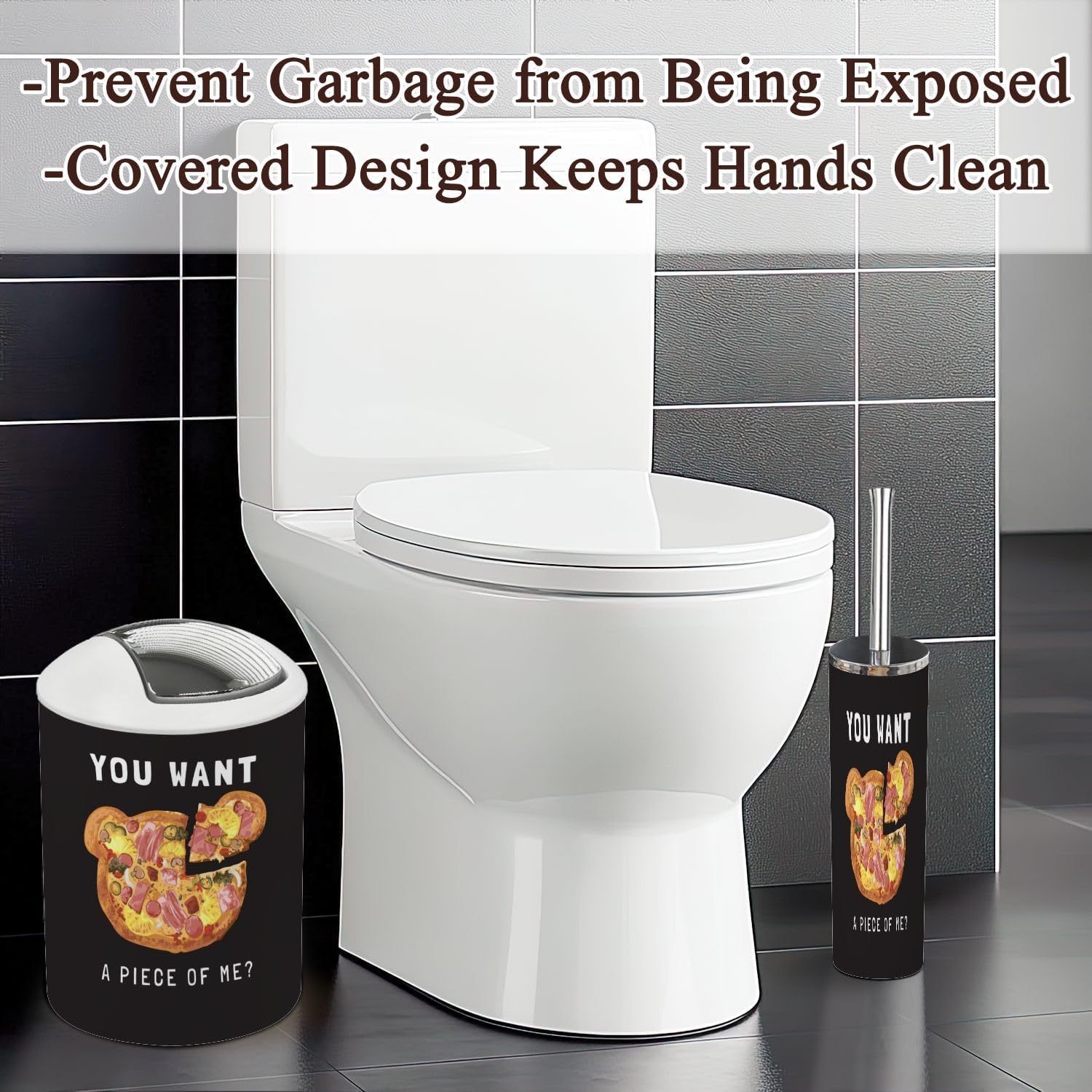 Bathroom Accessories Set 6 Pcs with Pizza Bear Design
