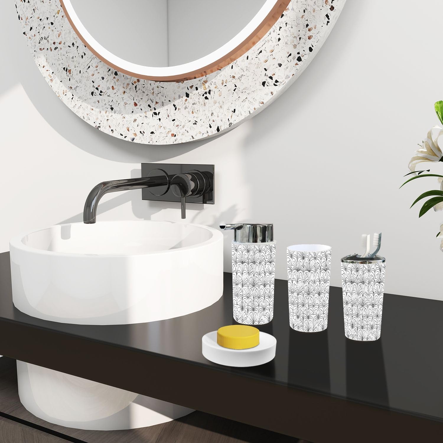 Boho Art Bathroom Accessory Set 6 Piece 1