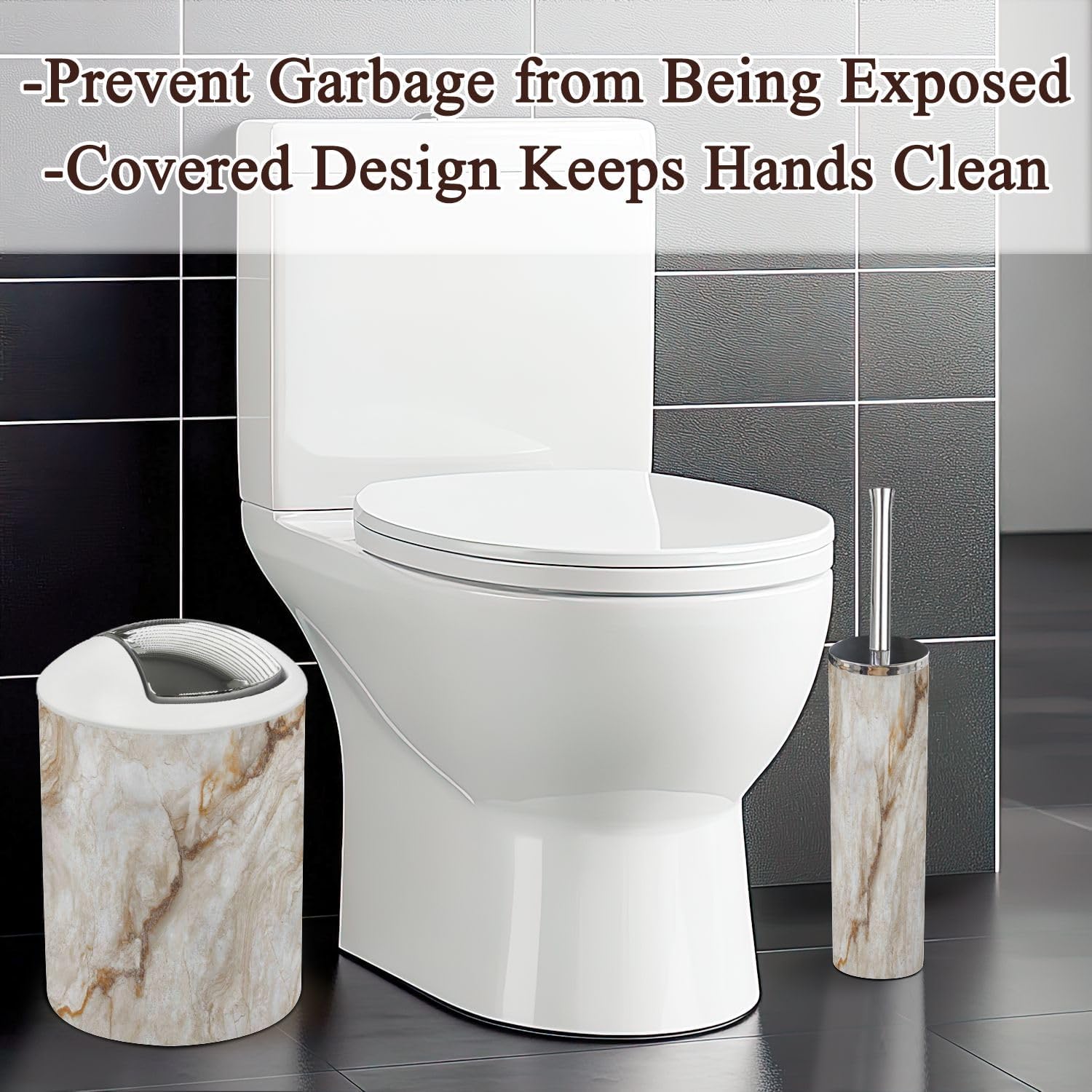 6 Piece Bathroom Accessories Set in Beige Marble